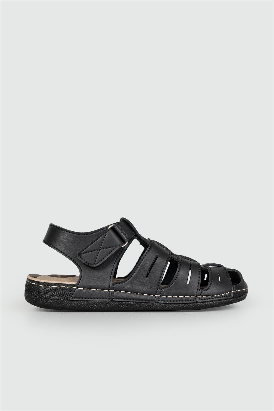 Günlük Cırt Cırtlı Siyah Erkek Sandalet 954-4 Erkek Sandalet Apella APELLA 954-4 MER BARON