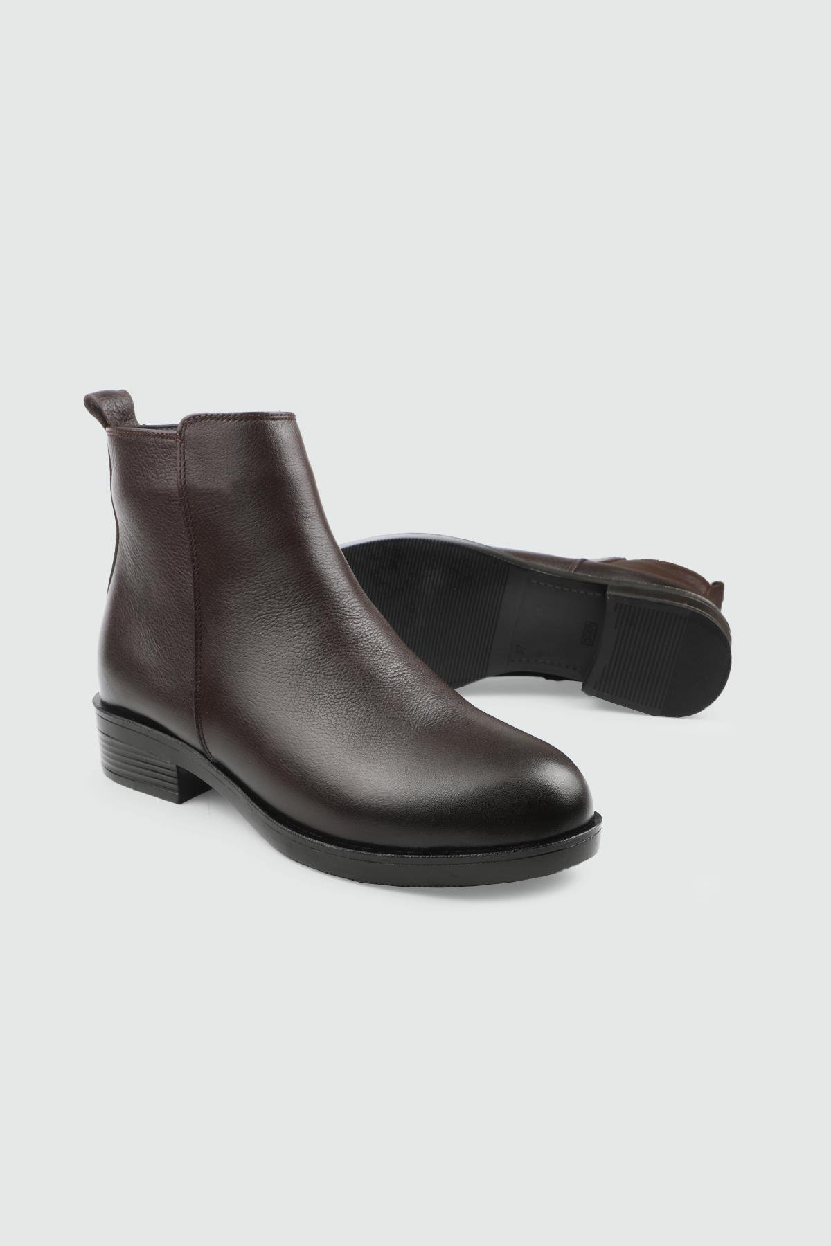 Günlük Confort Fermuarlı Kahve King Bogazlı Kadın Deri Bot MY BELLA 025-010 Kadın Günlük Conford Bot MyBella MY BELLA 025-010 Kadın 25K