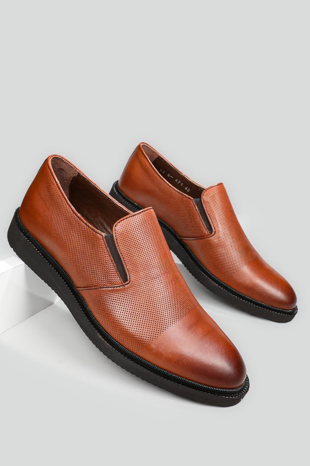 Günlük Deri Taba Erkek Ayakkabı 671 Erkek Günlük Ayakkabı Berenni BERENNİ 671 MER POLİ AYAK