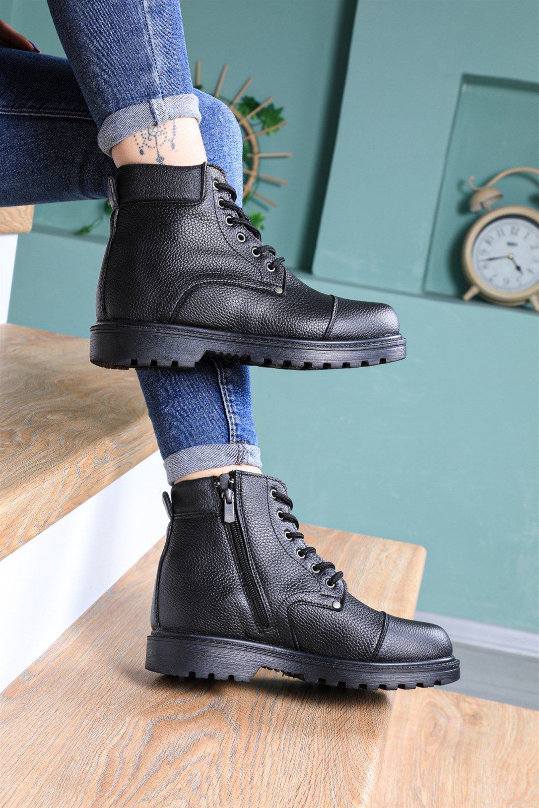 Günlük Fermuarlı Siyah Floter Unisex Bot 104 Unisex Günlük Confort Bot FALCON FALCON 104 UNİSEX BOT