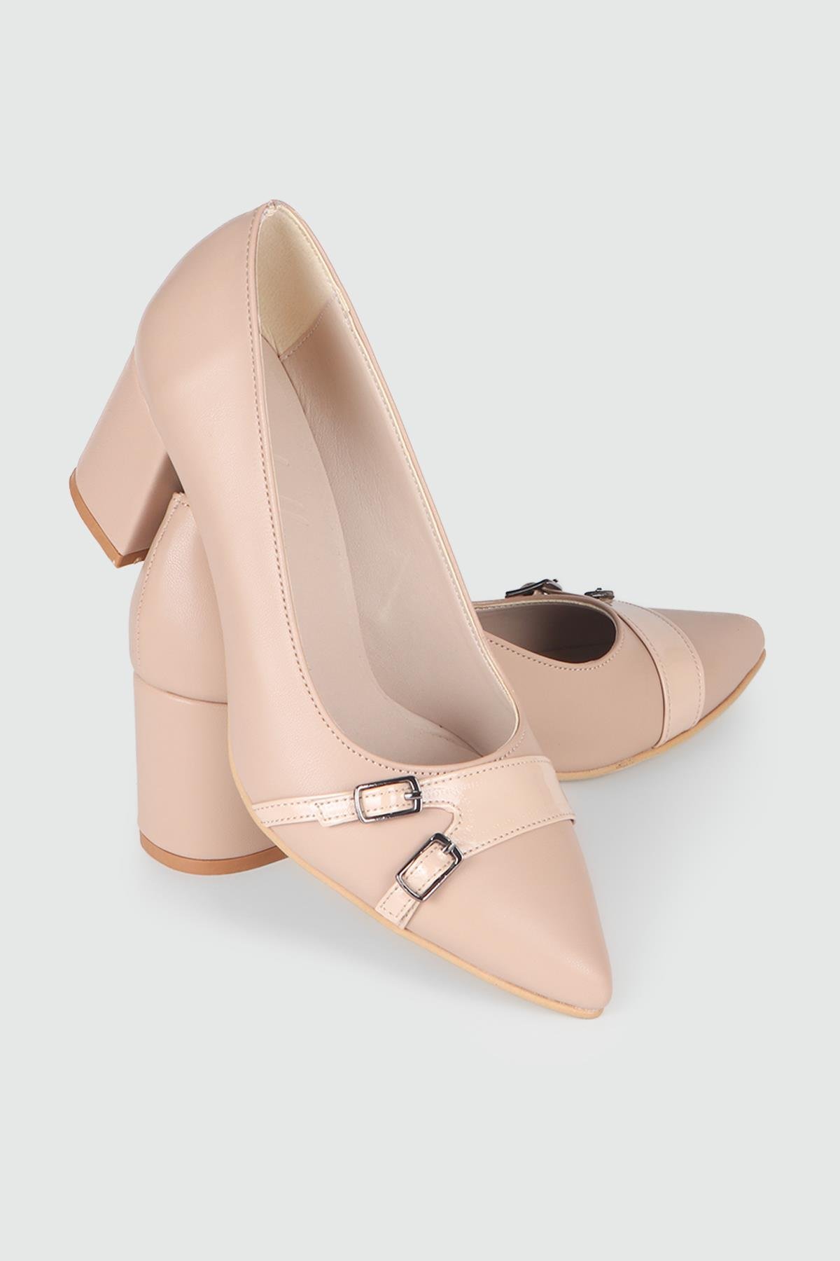 Günlük Klasik Tokalı Nut Kadın Ayakkabı SRP-54 Kadın Yüksek Topuklu Serap MYBELLA SRP-54 KADIN 24K