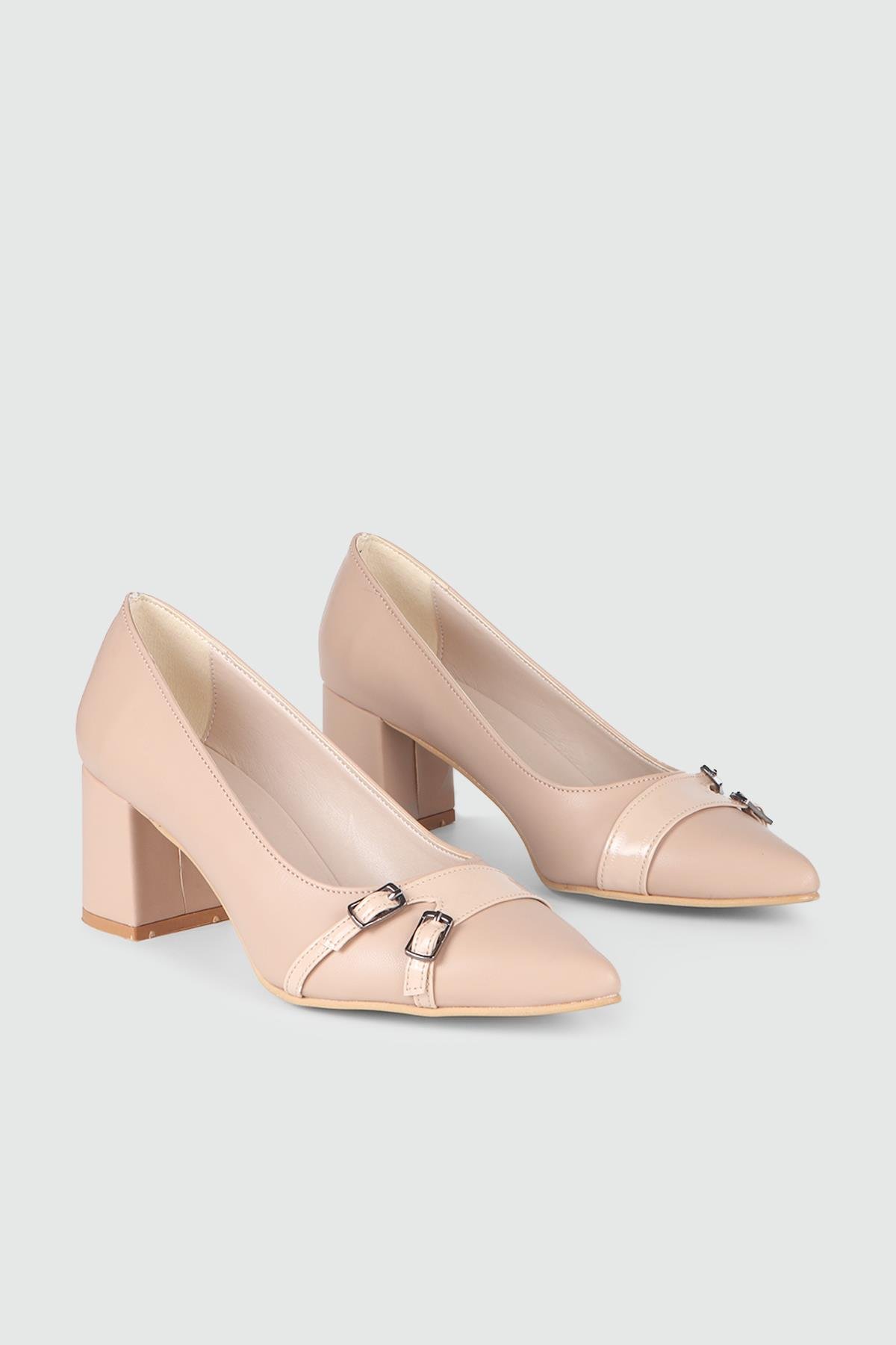 Günlük Klasik Tokalı Nut Kadın Ayakkabı SRP-54 Kadın Yüksek Topuklu Serap MYBELLA SRP-54 KADIN 24K