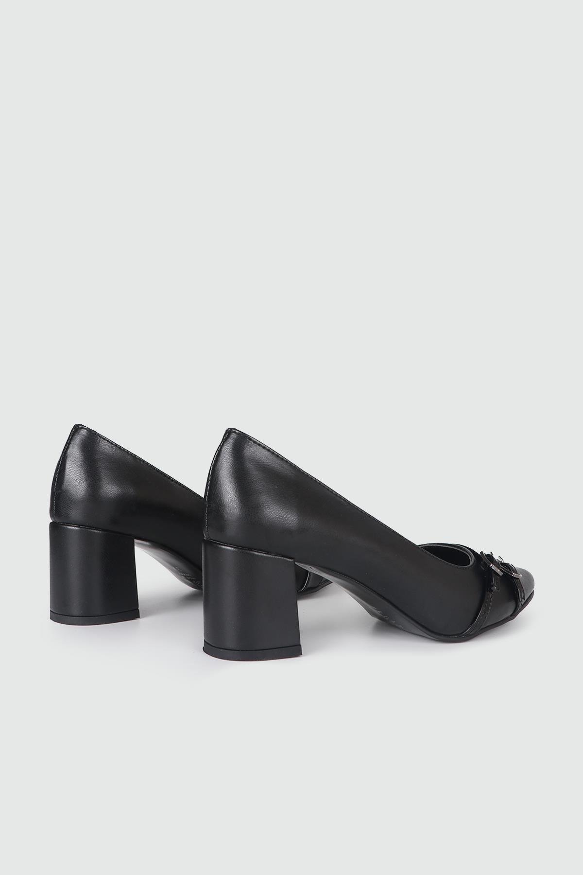 Günlük Klasik Tokalı Siyah Kadın Ayakkabı SRP-54 Kadın Yüksek Topuklu Serap MYBELLA SRP-54 KADIN 24K