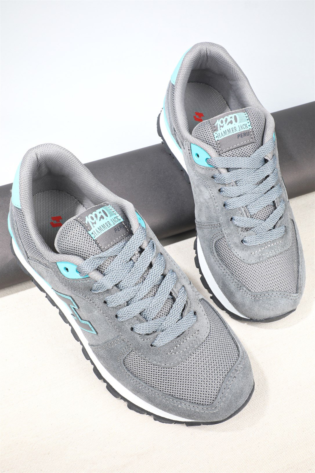 Günlük Koşu Yürüyüş Gri Turkuaz Unisex Spor Ayakkabı PERU Unisex Günlük Spor Ayakkabı Hammer Jack HAMMER JACK PERU GAR