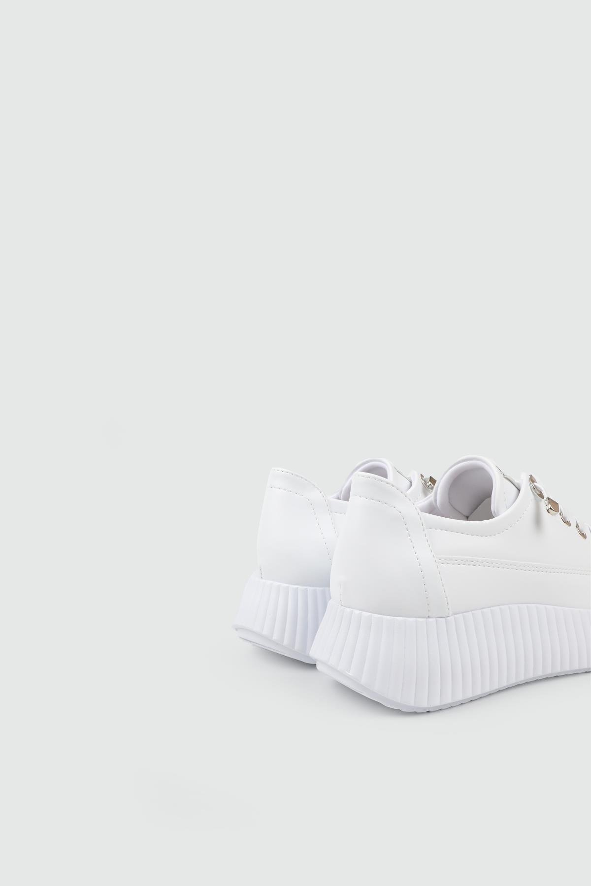 Günlük Rahat Bağcıklı Beyaz Beyaz Kadın Sneaker ENDLESS-77509 Kadın Sneaker MyBella Endless 25Y-77509 KADIN