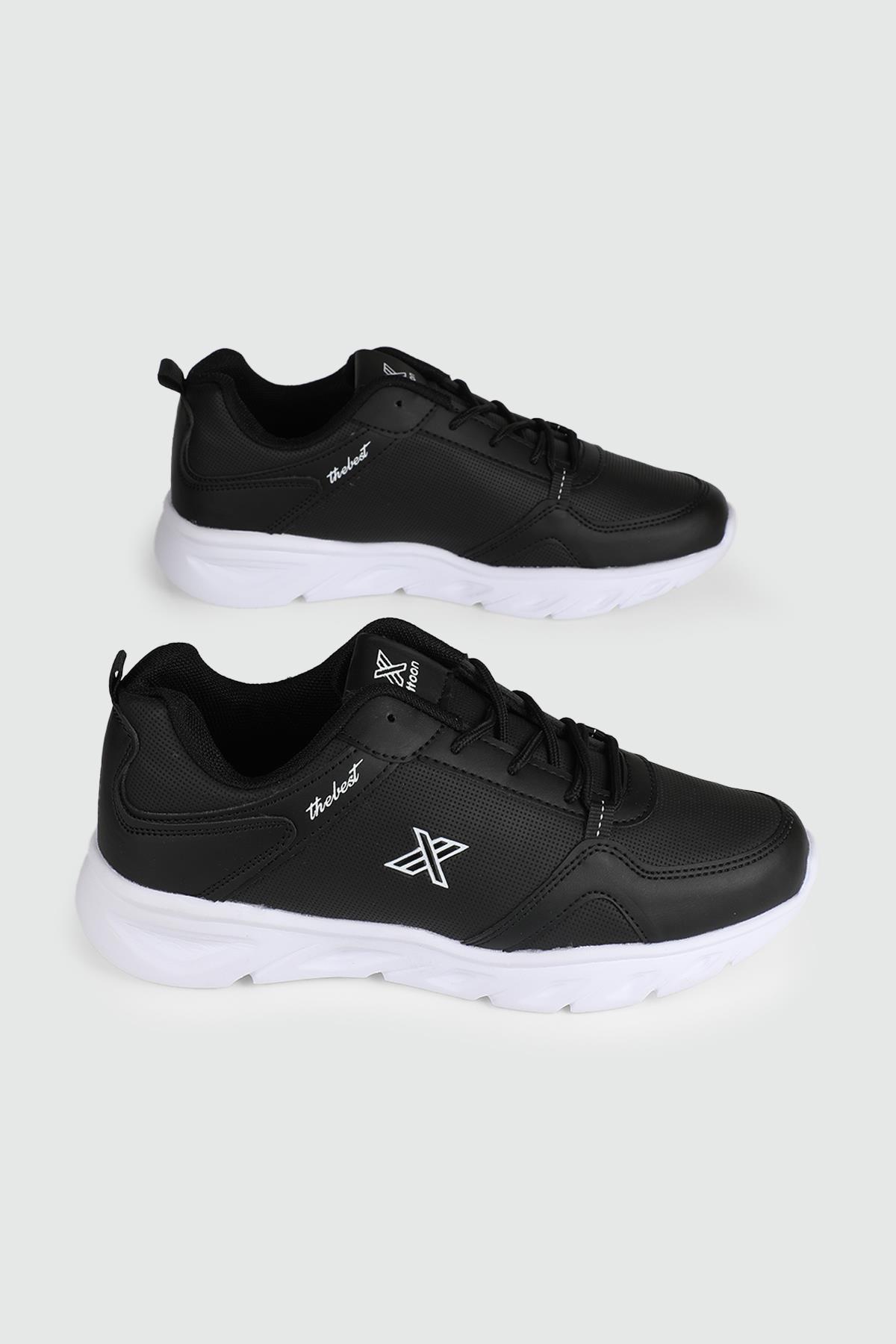 Günlük Rahat Bağcıklı Siyah Beyaz Erkek Spor Ayakkabı LTTN251 Erkek Günlük Spor Ayakkabı Lutton LUTTON 4166 MER 24K