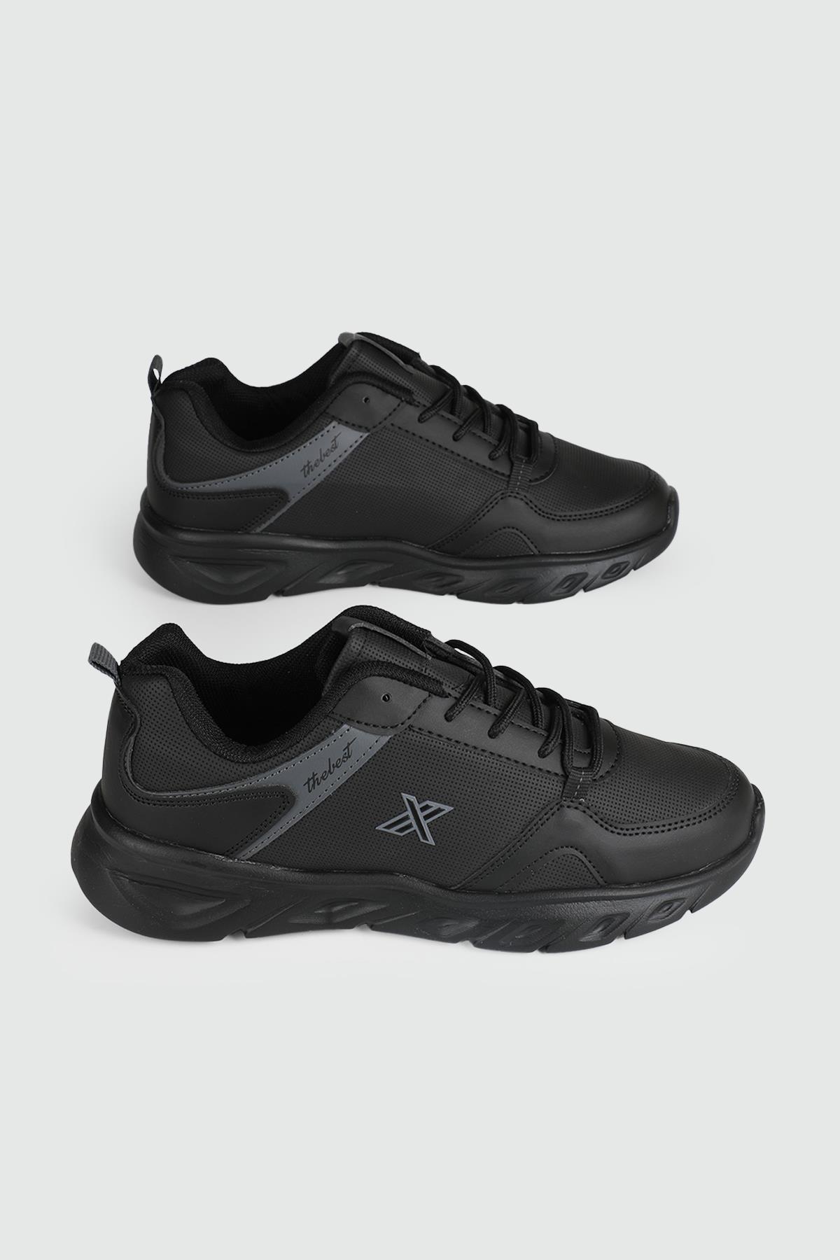 Günlük Rahat Bağcıklı Siyah Füme Erkek Spor Ayakkabı LTTN251 Erkek Günlük Spor Ayakkabı Lutton LUTTON 4166 MER 24K