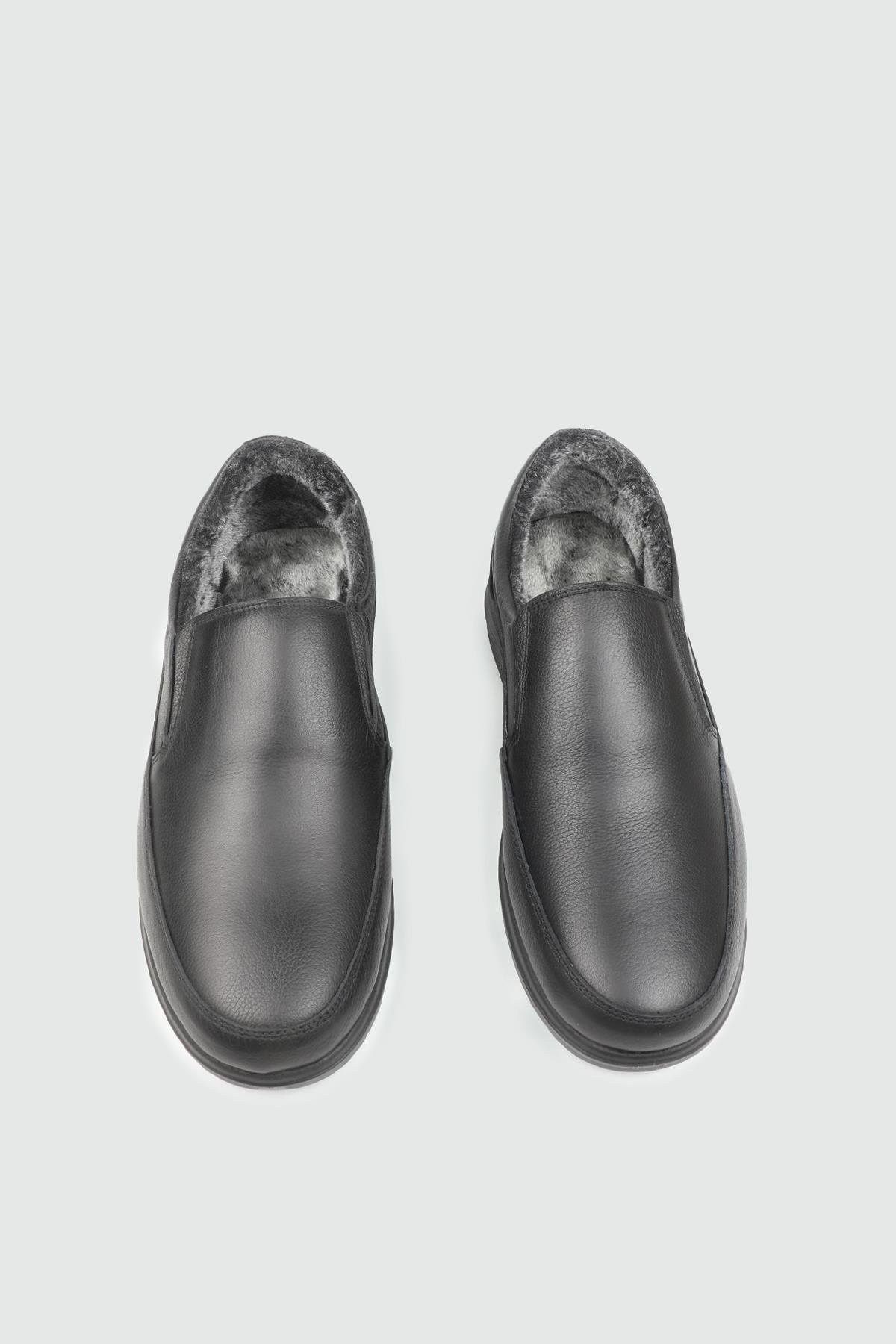 Günlük Rahat Bağsız Ayakkabı Siyah Deri Ayakkabı G-472-1 Erkek Günlük Ayakkabı Wow Plus WOW PLUS 25K G-472-1 KÜRKLÜ