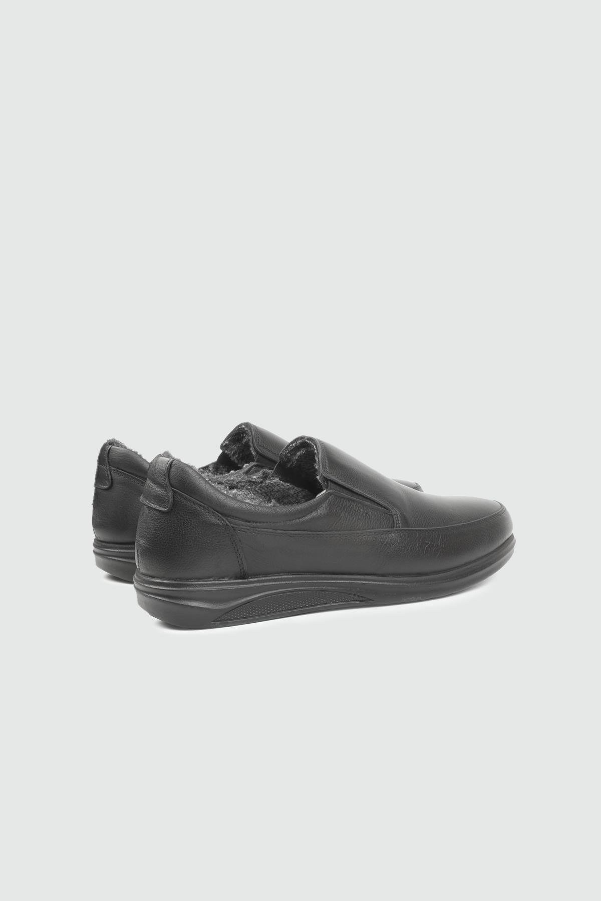 Günlük Rahat Bağsız Ayakkabı Siyah Deri Ayakkabı G-472-1 Erkek Günlük Ayakkabı Wow Plus WOW PLUS 25K G-472-1 KÜRKLÜ