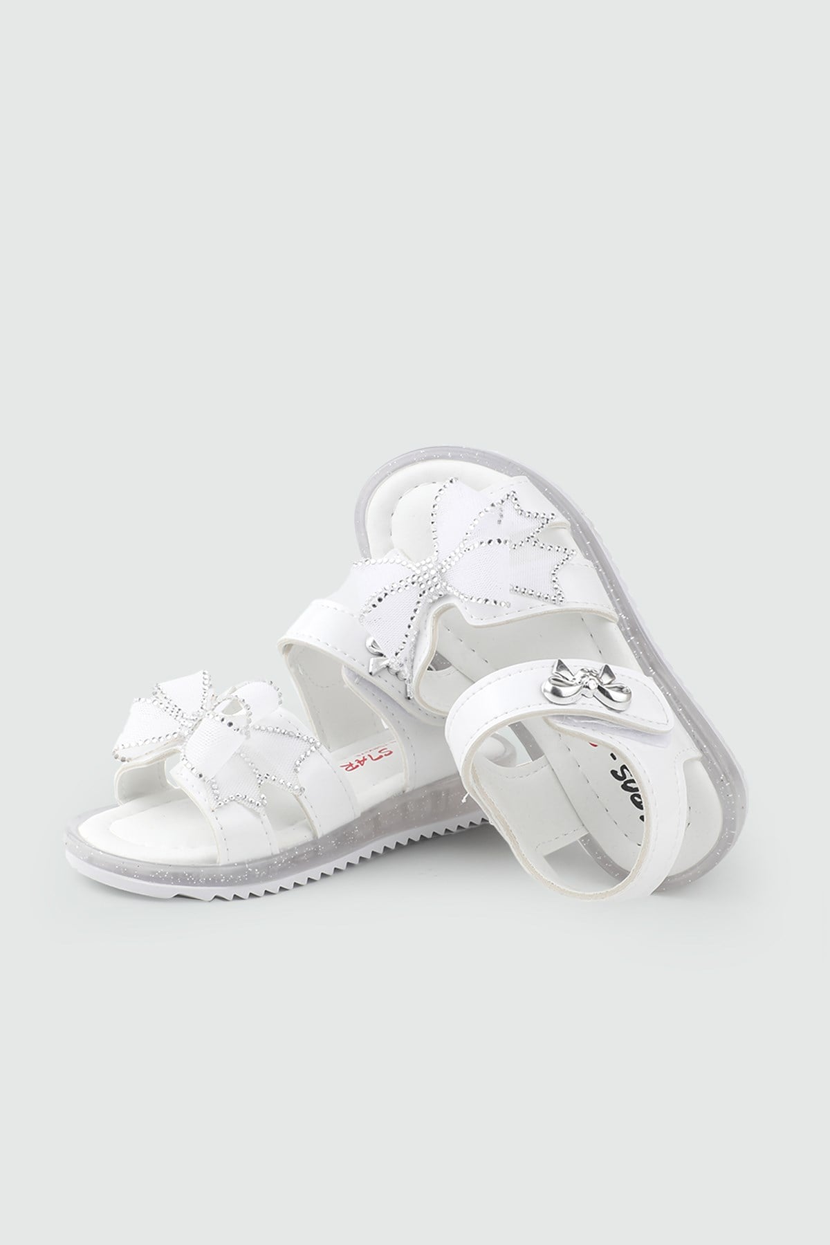 Günlük Rahat Beyaz Işıklı Kurdele Detaylı Kız Çocuk Ayakkabı Minimoccs 104 PATİK Çocuk Sandalet Minimoccs Grosstar 1104 Patik 26Y