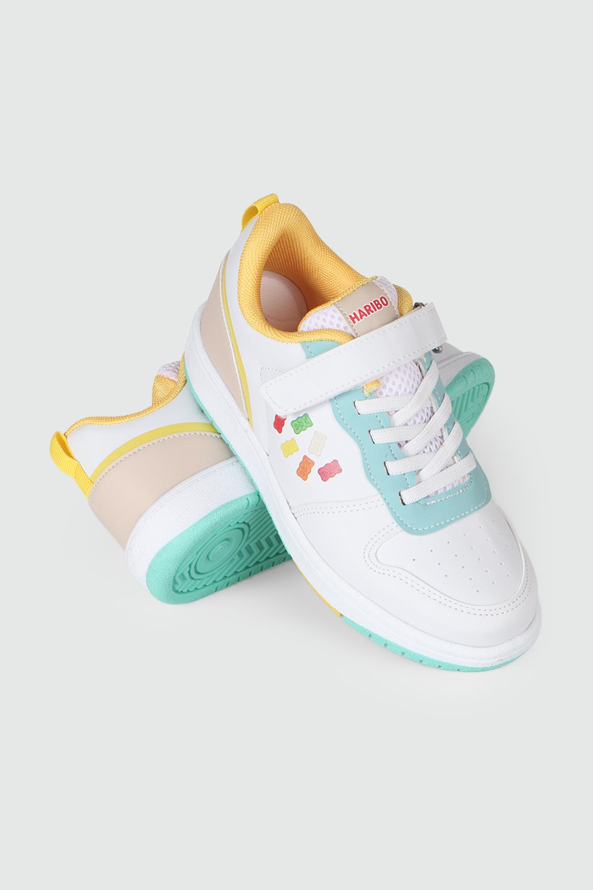 Günlük Rahat Cırtlı Bağcıklı Beyaz Turkuaz FUTBOL HARİBO 02 Çocuk Günlük Spor Ayakkabı Cool HARİBO 02 KISA FLT 24Y