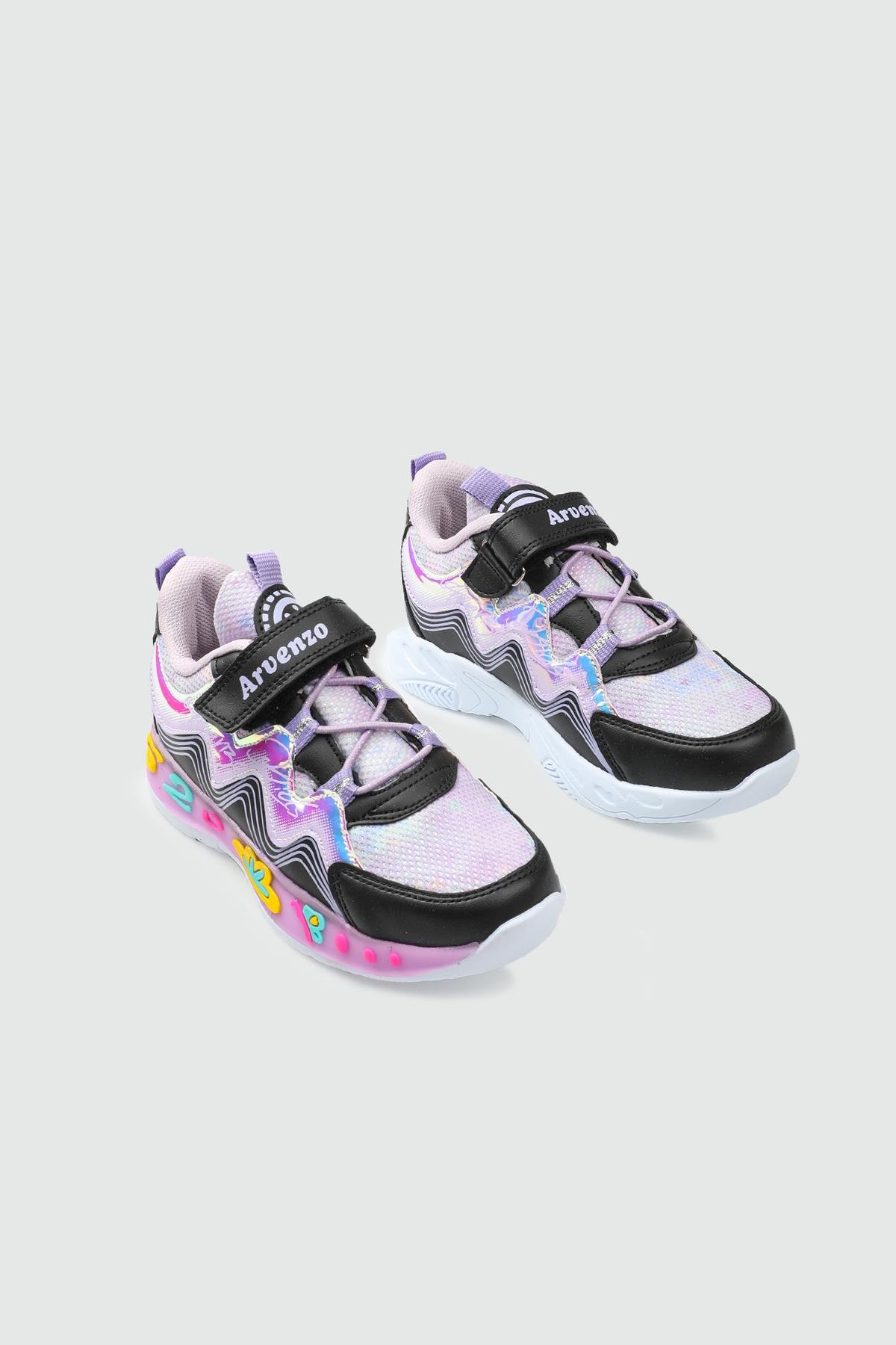 Günlük Rahat Cırtlı Bağcıklı Siyah Çocuk Spor Ayakkabı ARVENZO-320 Çocuk Günlük Spor Ayakkabı Arvenzo ARVENZO 25Y-320 Filet