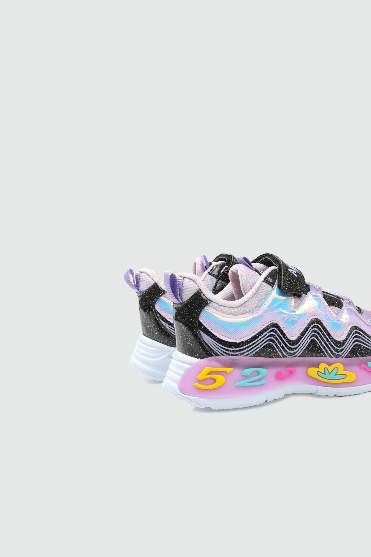 Günlük Rahat Cırtlı Bağcıklı Siyah Simli Çocuk Spor Ayakkabı ARVENZO-320 Çocuk Günlük Spor Ayakkabı Arvenzo ARVENZO 25Y-320 Filet