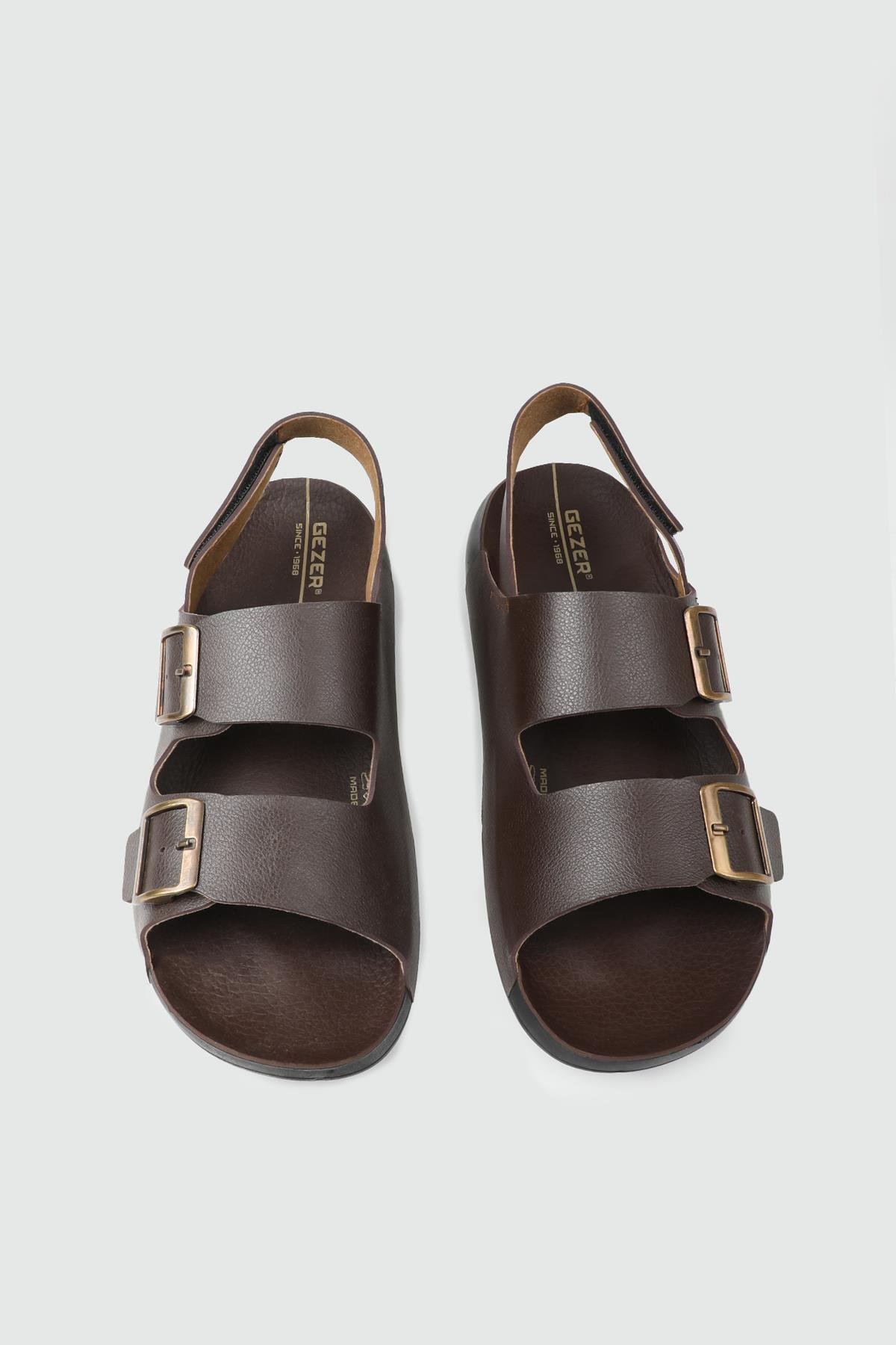 Günlük Rahat Cırtlı Kahverengi Erkek Sandalet GEZER 0206 Erkek Sandalet Gezer GEZER 0206 KAYROKA MER