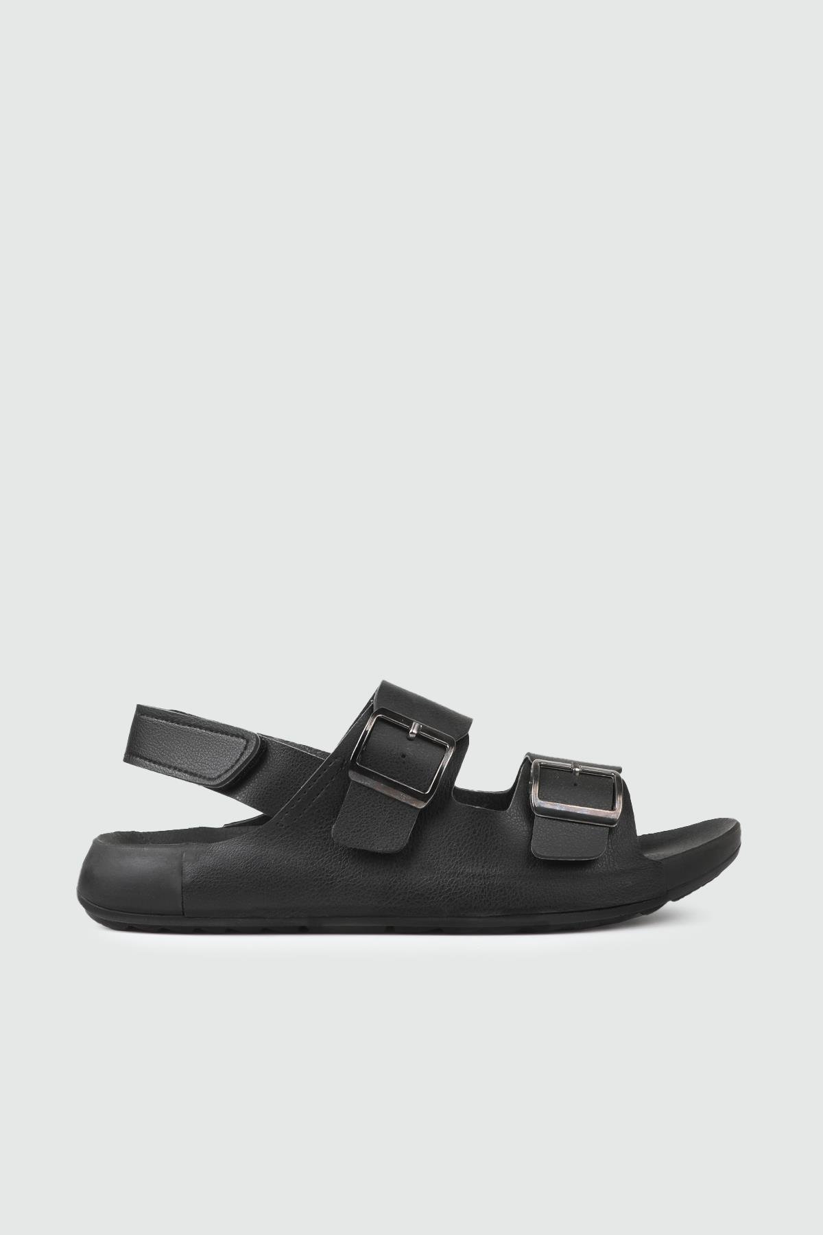 Günlük Rahat Cırtlı Siyah Erkek Sandalet GEZER 0206 Erkek Sandalet Gezer GEZER 0206 KAYROKA MER