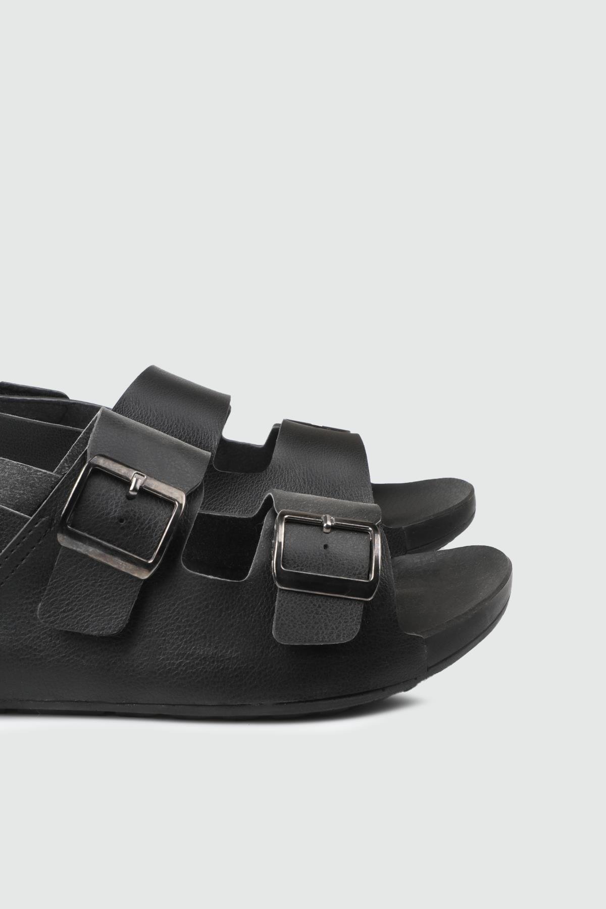 Günlük Rahat Cırtlı Siyah Erkek Sandalet GEZER 0206 Erkek Sandalet Gezer GEZER 0206 KAYROKA MER