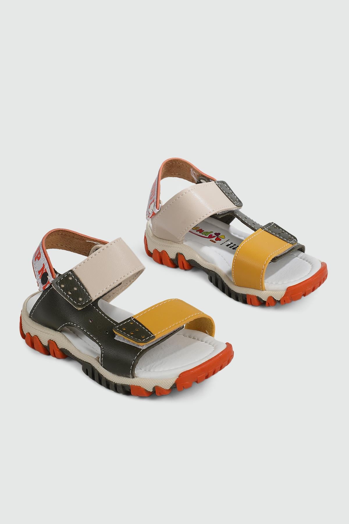 Günlük Rahat Haki Bej Sarı Çocuk Sandalet K-125 Çocuk Sandalet Wendy Wendy K-125 Bebe