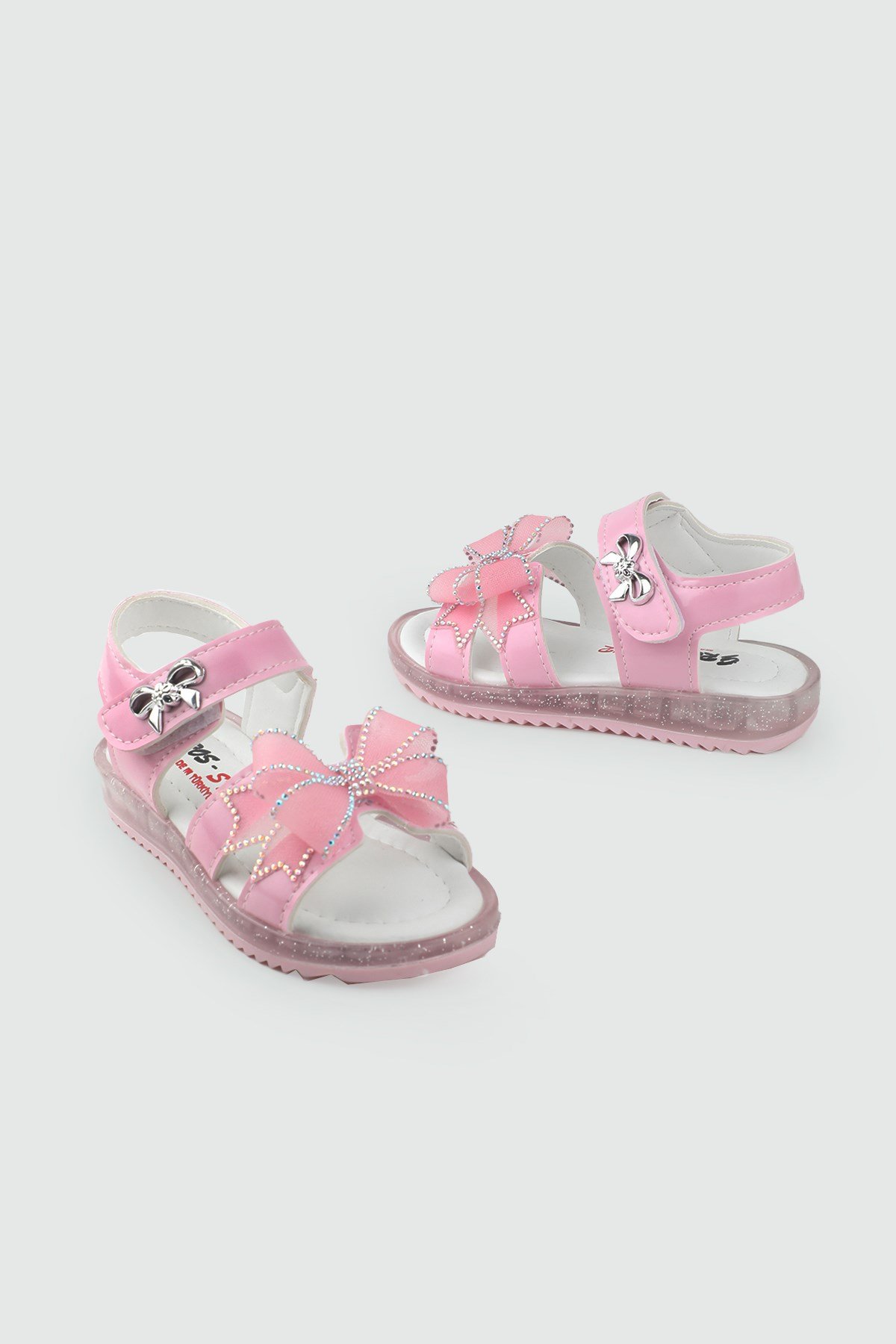 Günlük Rahat Pembe Işıklı Kurdele Detaylı Kız Çocuk Ayakkabı Minimoccs 104 PATİK Çocuk Sandalet Minimoccs Grosstar 1104 Patik 26Y
