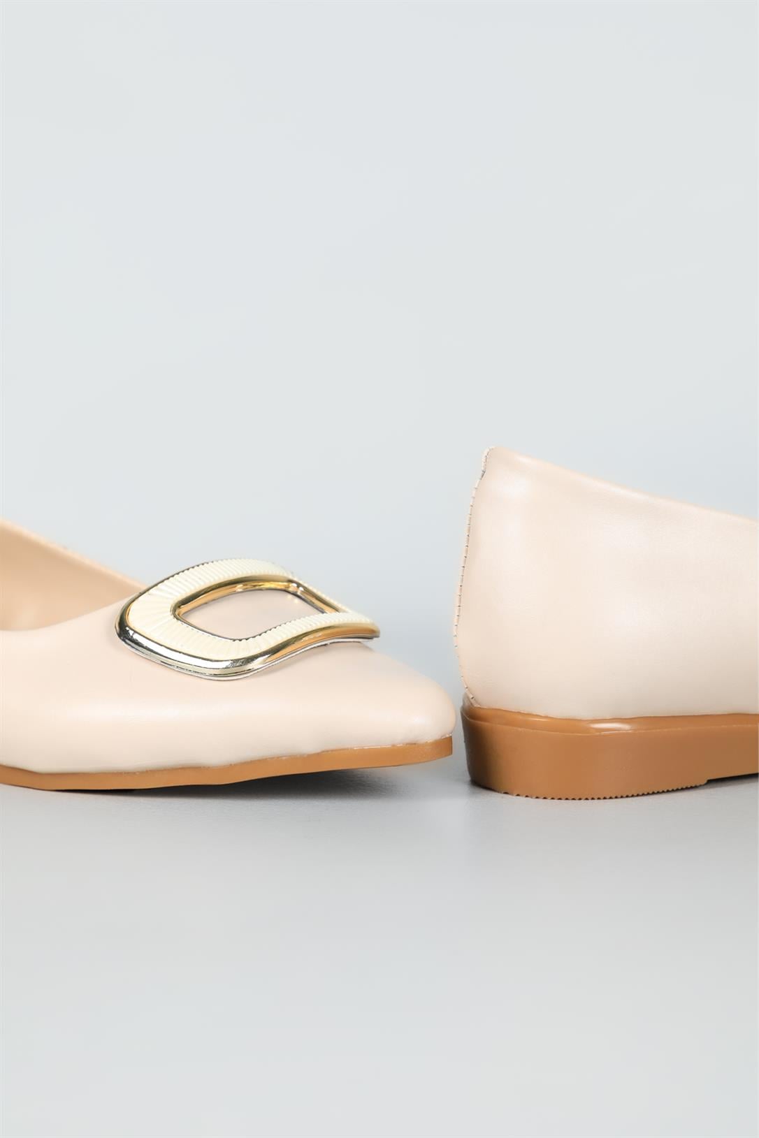 Günlük Rahat Tokalı Babet Ten Kadın Ayakkabı ŞM-043 Kadın Babet Carla Bella My Bella ŞM-043 23Y