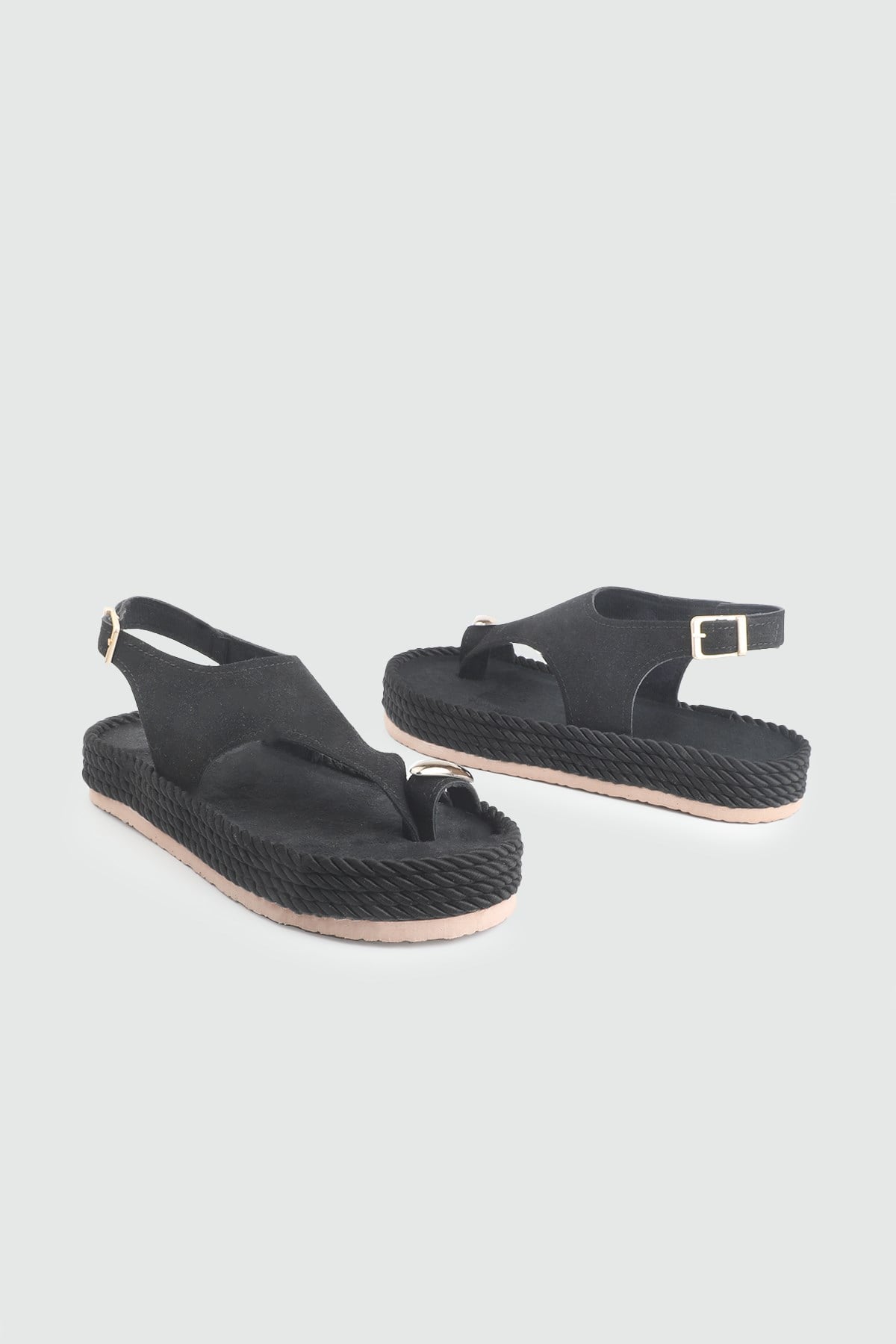 Günlük Sandalet Siyah Kalın Topuklu Kadın Günlük Sandalet My Bella MAC-035 Kadın düz Sandalet MyBella My Bella MAC-035 Kadın 26Y