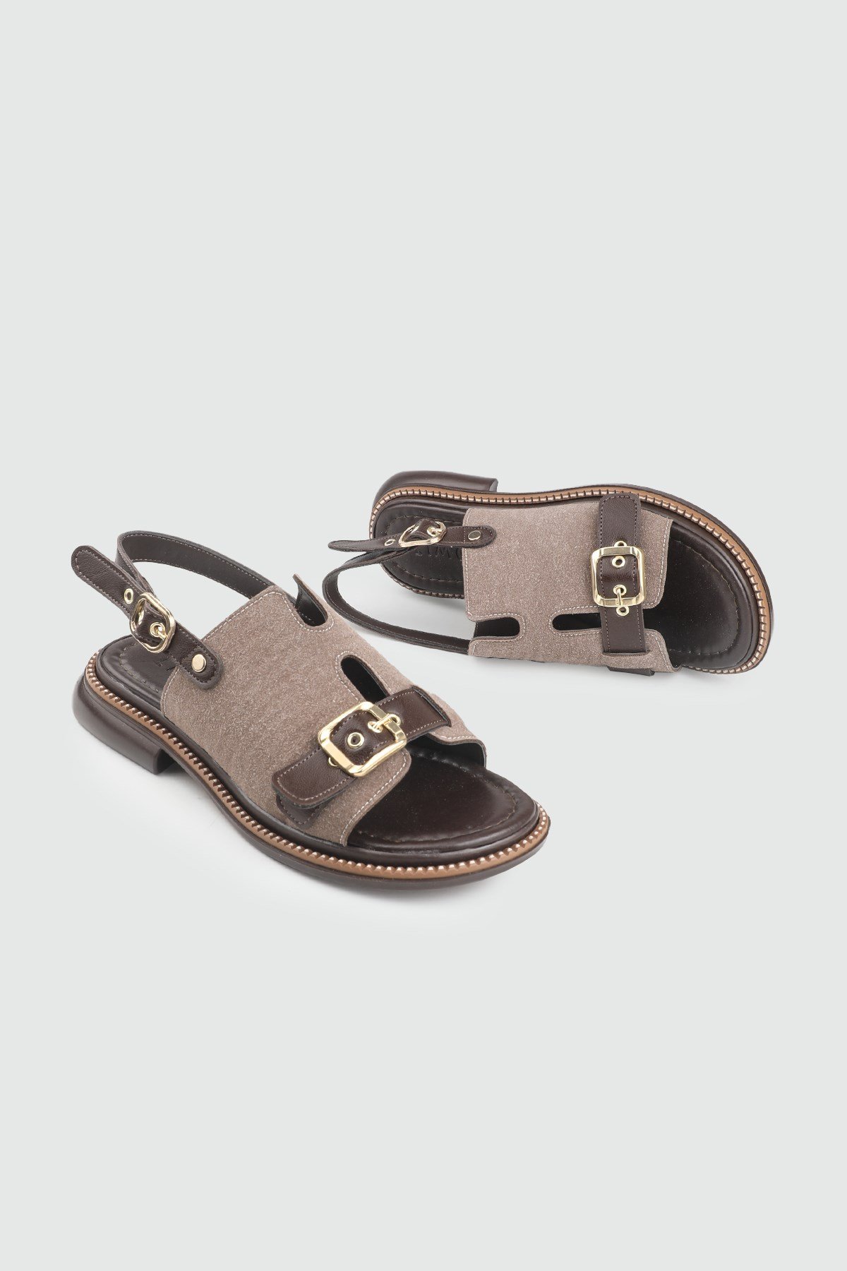Günlük Sandalet Vizon Süet Sandalet MY BELLA LZZ-610 Kadın düz Sandalet MY BELLA LZZ-610 My Bella LZZ-610 26Y Sandalet