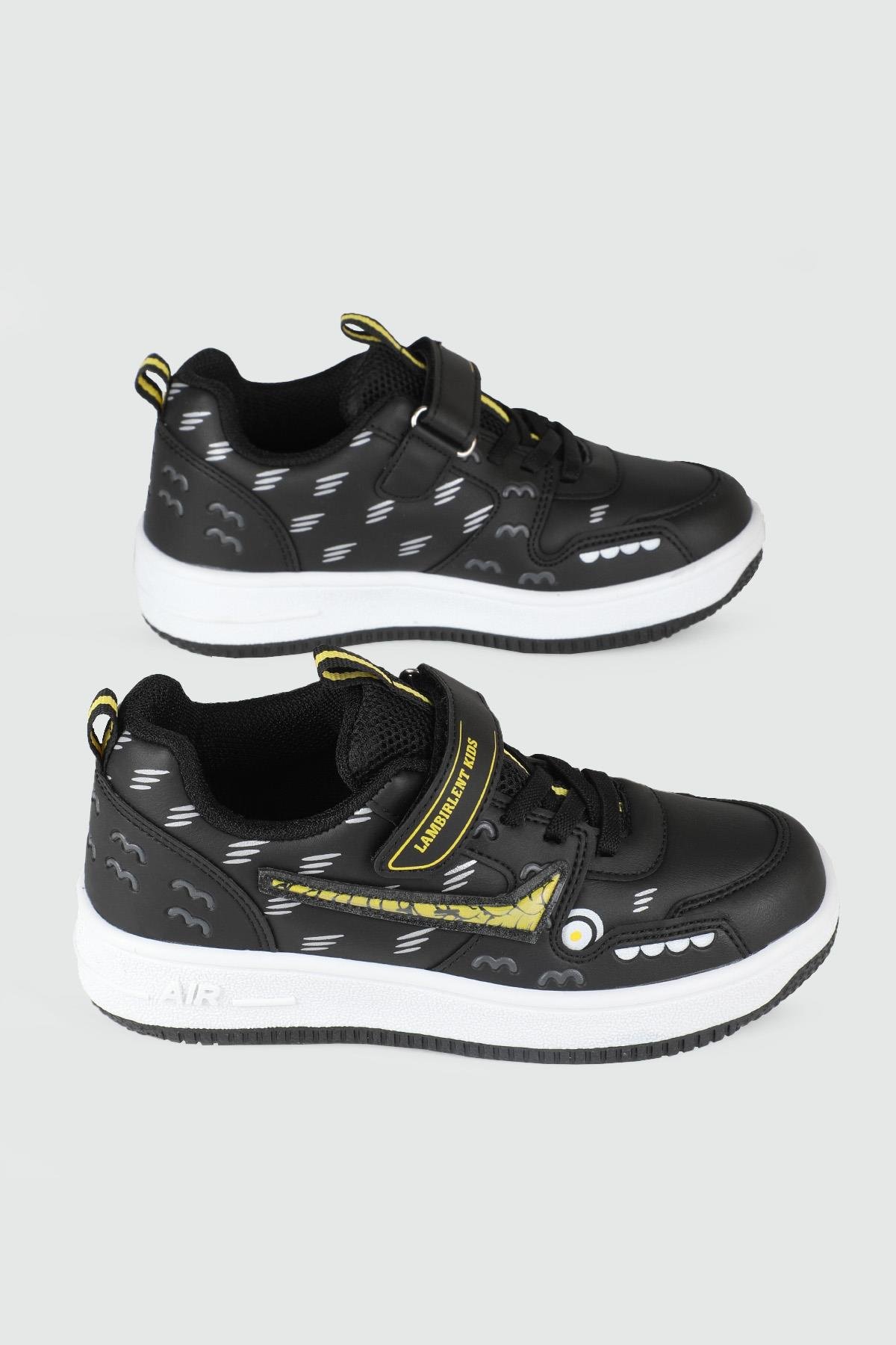 Günlük Siyah Beyaz Sarı Çocuk Spor Ayakkabı 033 Çocuk basketbol Lambırlent LAMBIRLENT 033 FİLET 24K