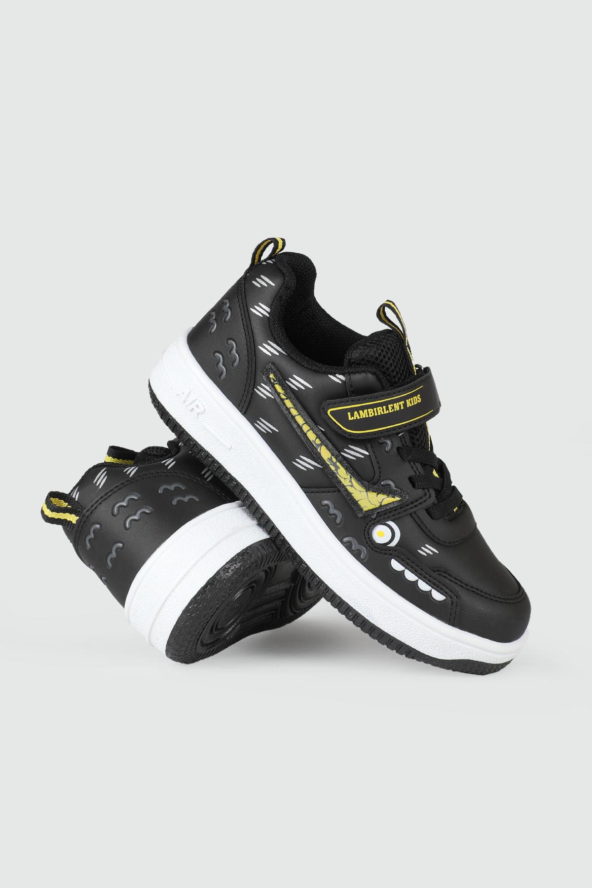 Günlük Siyah Beyaz Sarı Çocuk Spor Ayakkabı 033 Çocuk basketbol Lambırlent LAMBIRLENT 033 FİLET 24K