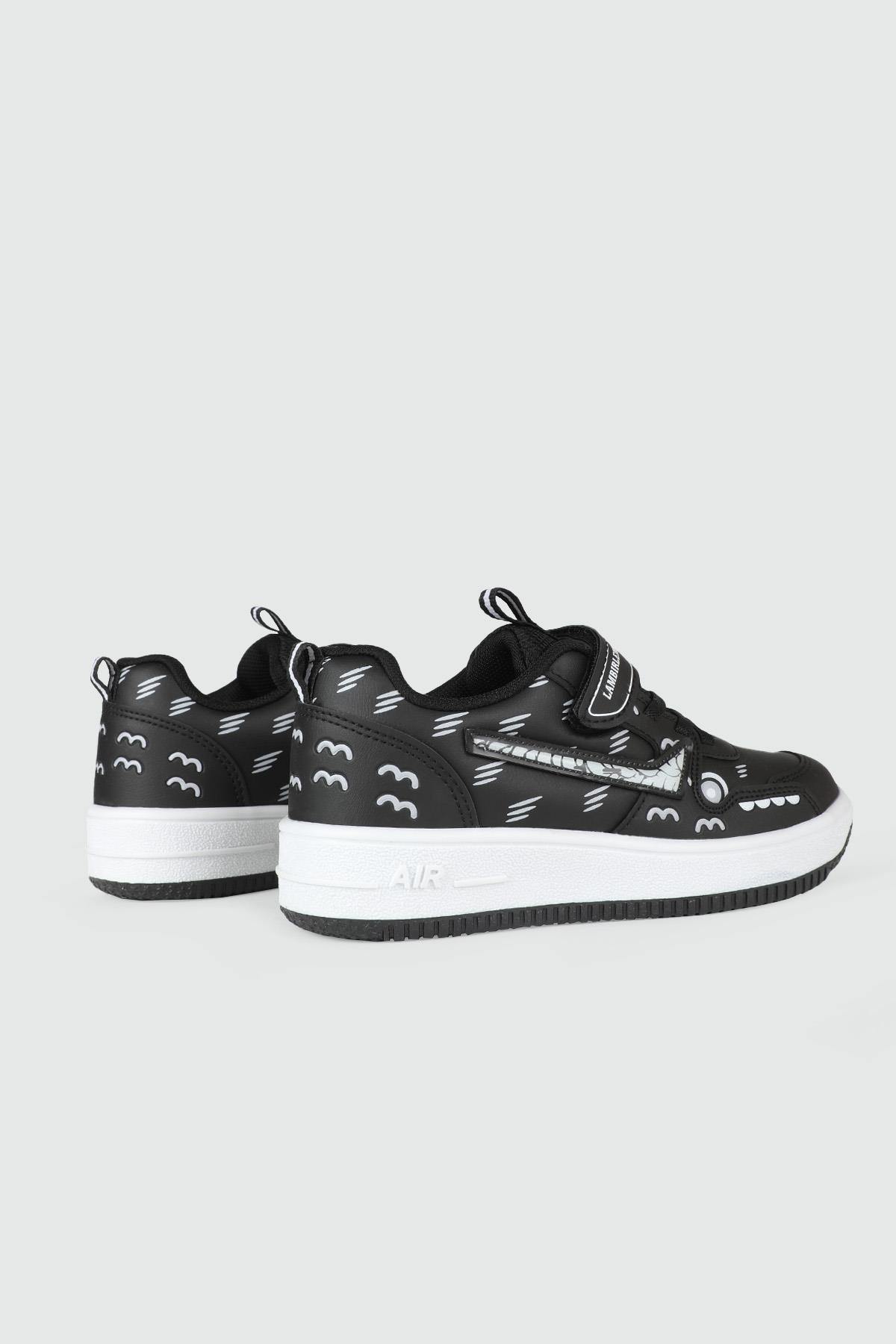 Günlük Siyah Beyaz Siyah Çocuk Spor Ayakkabı 033 Çocuk basketbol Lambırlent LAMBIRLENT 033 FİLET 24K