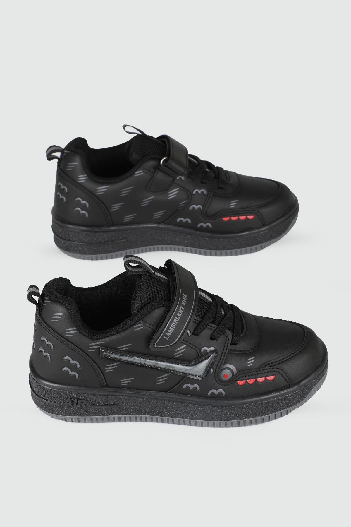 Günlük Siyah Siyah Çocuk Spor Ayakkabı 033 Çocuk basketbol Lambırlent LAMBIRLENT 033 FİLET 24K