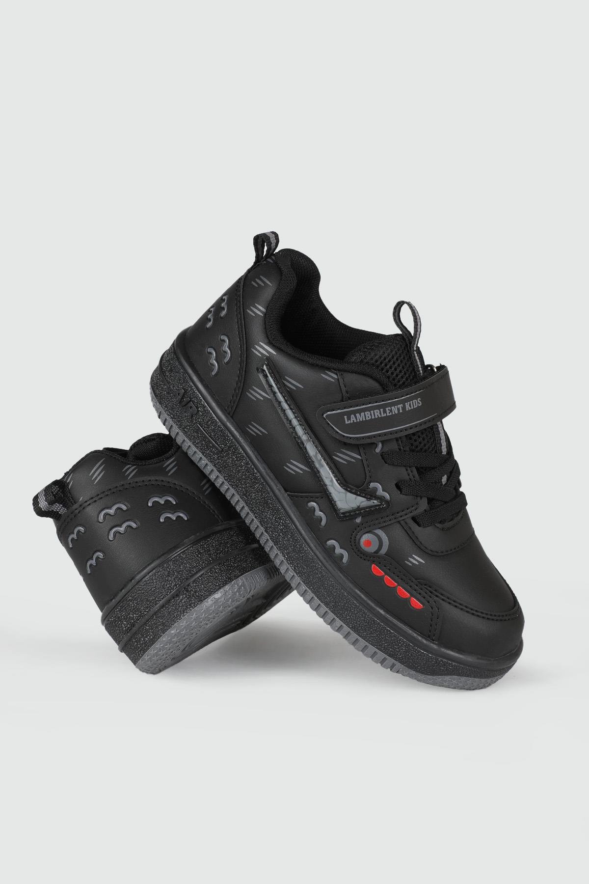 Günlük Siyah Siyah Çocuk Spor Ayakkabı 033 Çocuk basketbol Lambırlent LAMBIRLENT 033 FİLET 24K