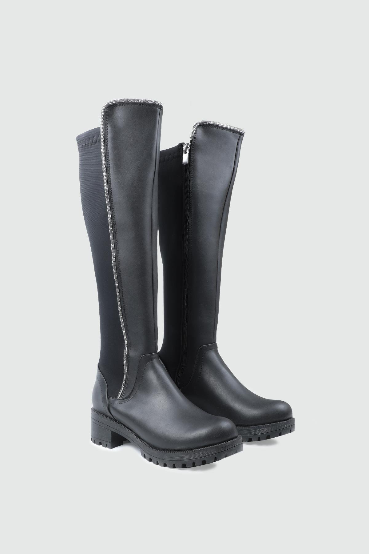 Günlük Streç Lastikli Rahat Çizme Siyah Kadın Çizme My Bella GK-608 Kadın Çizme MY BELLA My Bella GK-608 Kadın 25K