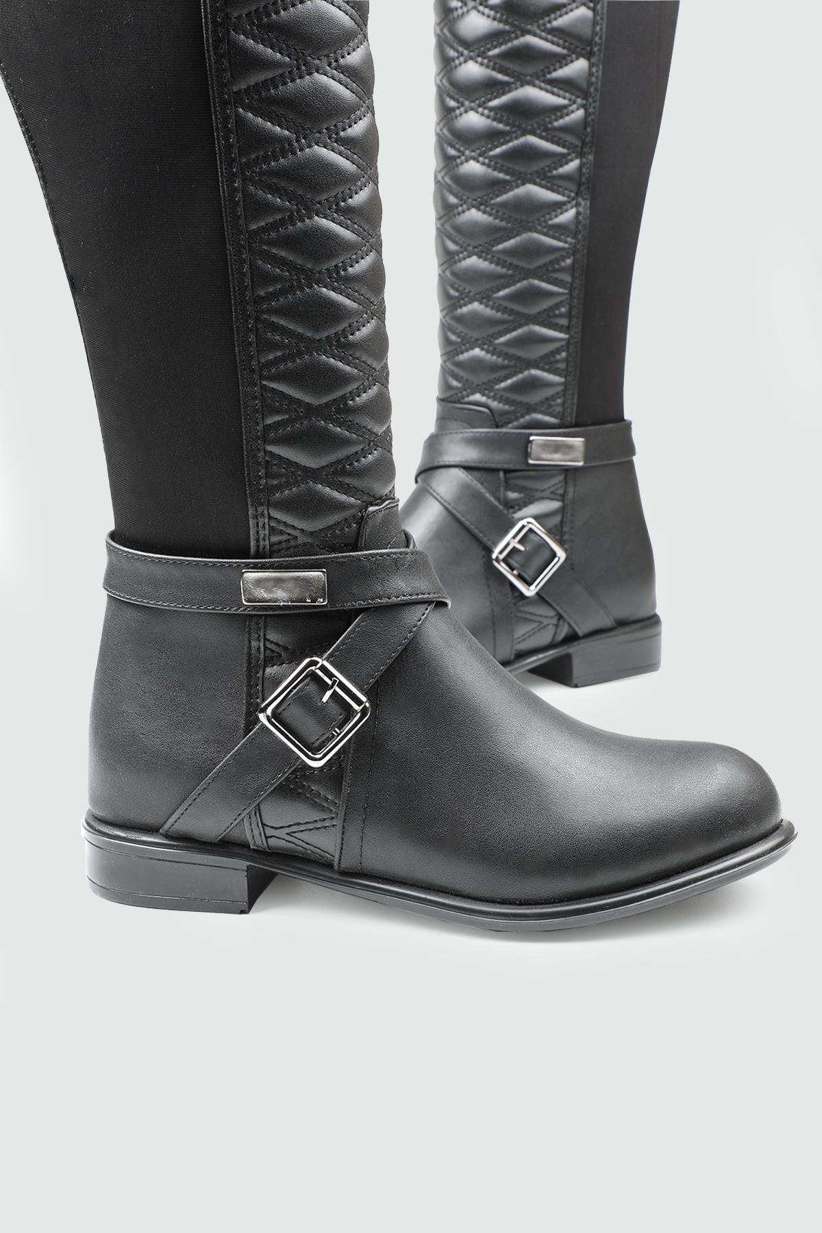 Günlük Streç Lastikli Rahat Çizme Siyah Kadın Bot GK-501 Kadın Çizme MY BELLA My Bella GK-515 Kadın 25K