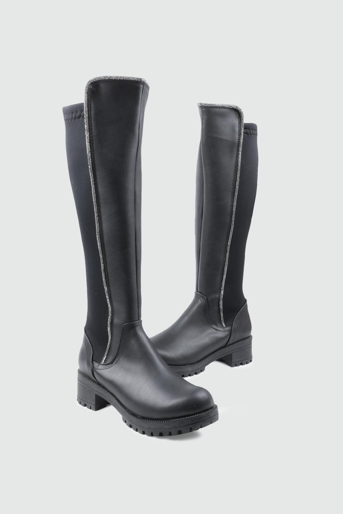 Günlük Streç Lastikli Rahat Çizme Siyah Kadın Çizme My Bella GK-608 Kadın Çizme MY BELLA My Bella GK-608 Kadın 25K