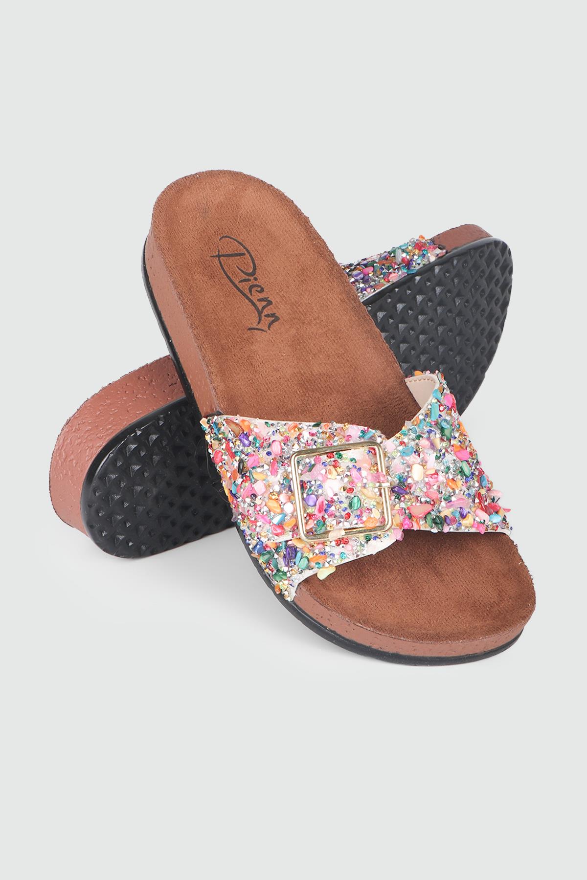 Günlük Taşlı Bronz Kadın Terlik 20050-004-008 Kadın Günlük Terlik Pienn PİENN 20050-004-008 ZEN