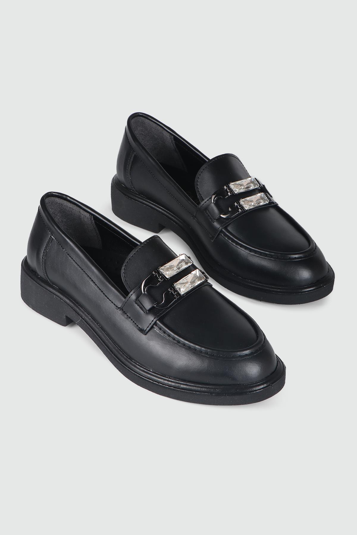 Günlük Taşlı Siyah Kadın Ayakkabı KL-080 Kadın Günlük Ayakkabı MyBella My Bella KL-080 KADIN 24K