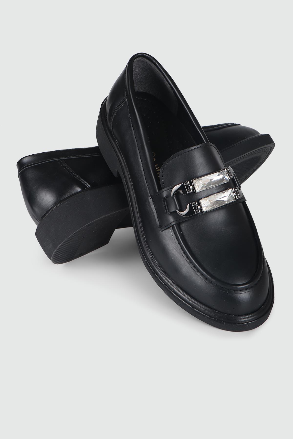 Günlük Taşlı Siyah Kadın Ayakkabı KL-080 Kadın Günlük Ayakkabı MyBella My Bella KL-080 KADIN 24K