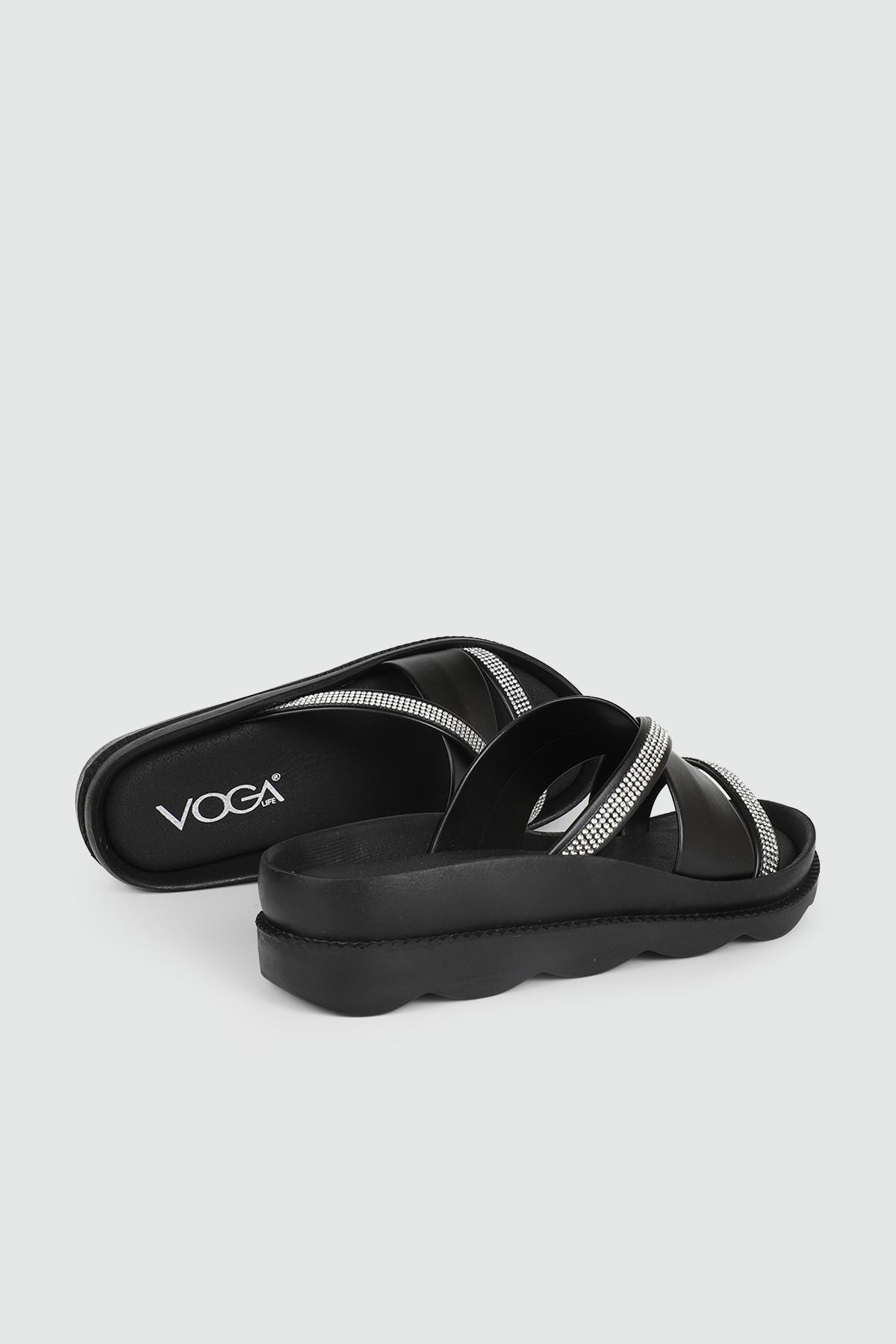 Günlük Taşlı Siyah Kadın Terlik VG1700-176 Kadın Günlük Terlik Voga VOGA 1700-176 Kadın 24Y