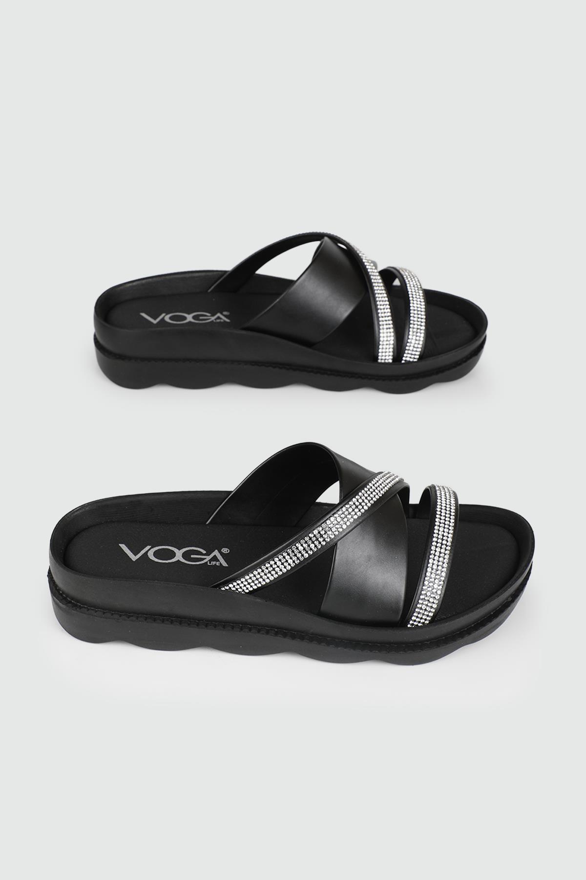 Günlük Taşlı Siyah Kadın Terlik VG1700-176 Kadın Günlük Terlik Voga VOGA 1700-176 Kadın 24Y