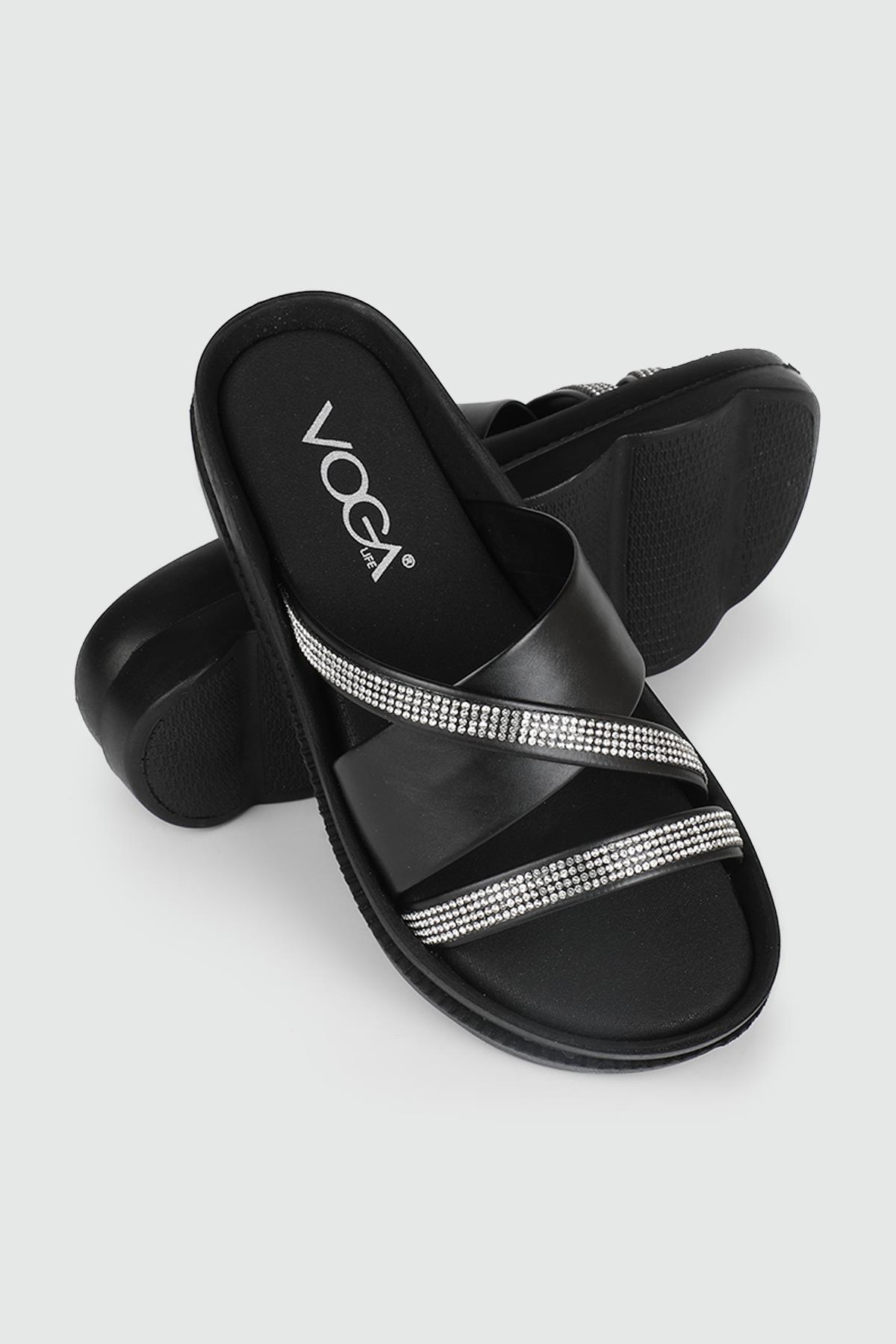Günlük Taşlı Siyah Kadın Terlik VG1700-176 Kadın Günlük Terlik Voga VOGA 1700-176 Kadın 24Y