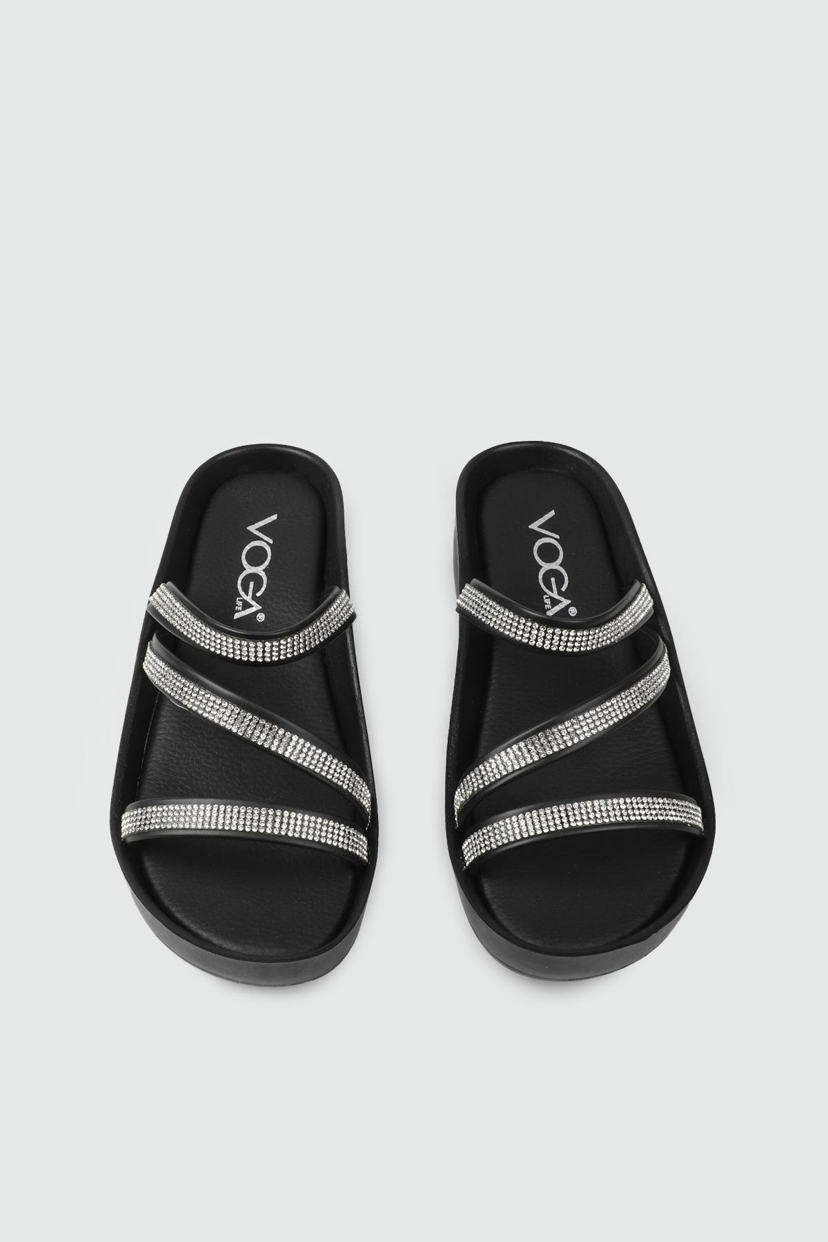 Günlük Taşlı Siyah Kadın Terlik VOGA-1400-174 Kadın Günlük Terlik Voga VOGA 25Y 1400-174 Kadın