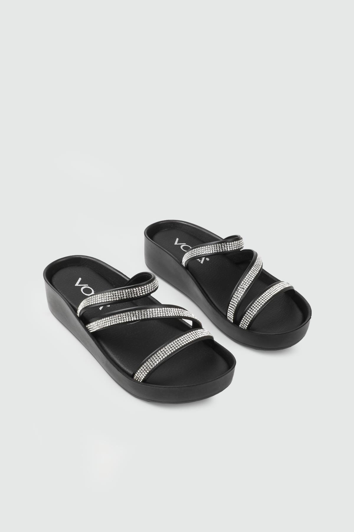 Günlük Taşlı Siyah Kadın Terlik VOGA-1400-174 Kadın Günlük Terlik Voga VOGA 25Y 1400-174 Kadın