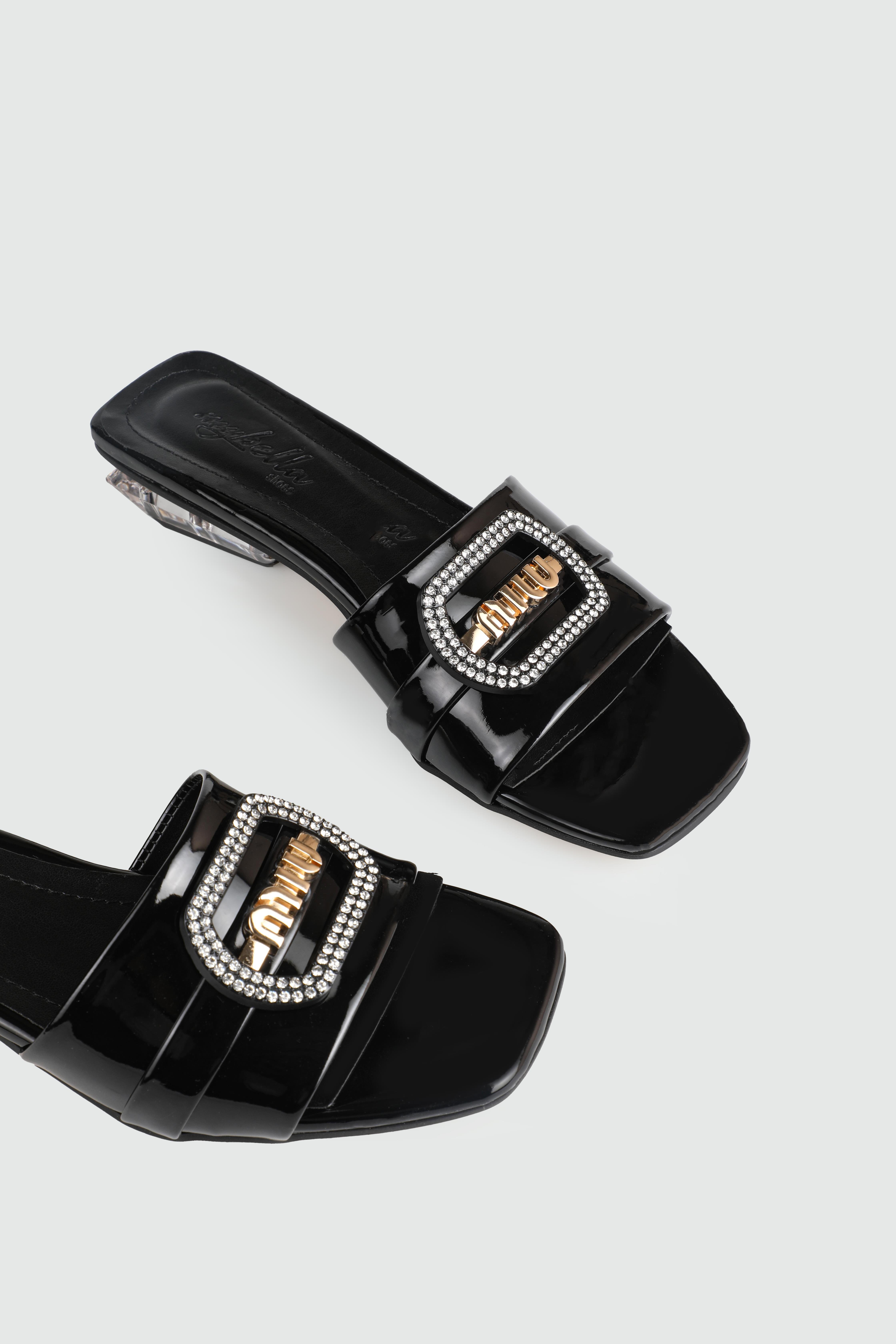 Günlük Topuklu Siyah Rugan Kadın Terlik STY-411 Kadın Günlük Terlik STEYMİ My Bella STY-411 Kadın 25Y