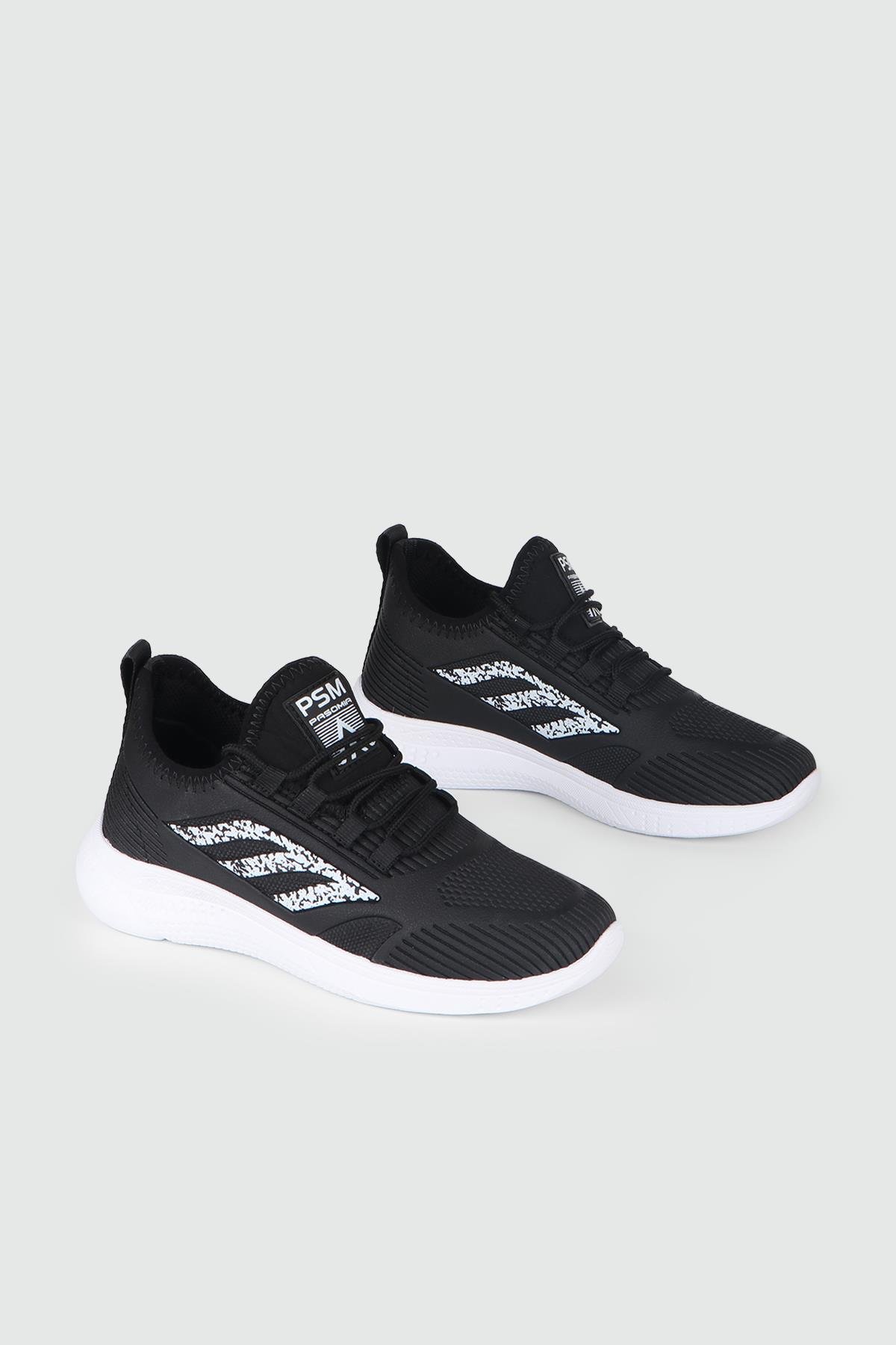 Günlük Triko Nefes Alır Siyah Beyaz Unisex Spor Ayakkabı 022 Unisex Rahat / Confort Anatomik PASOMIA PASOMİA 022 gar CİLT SPOR