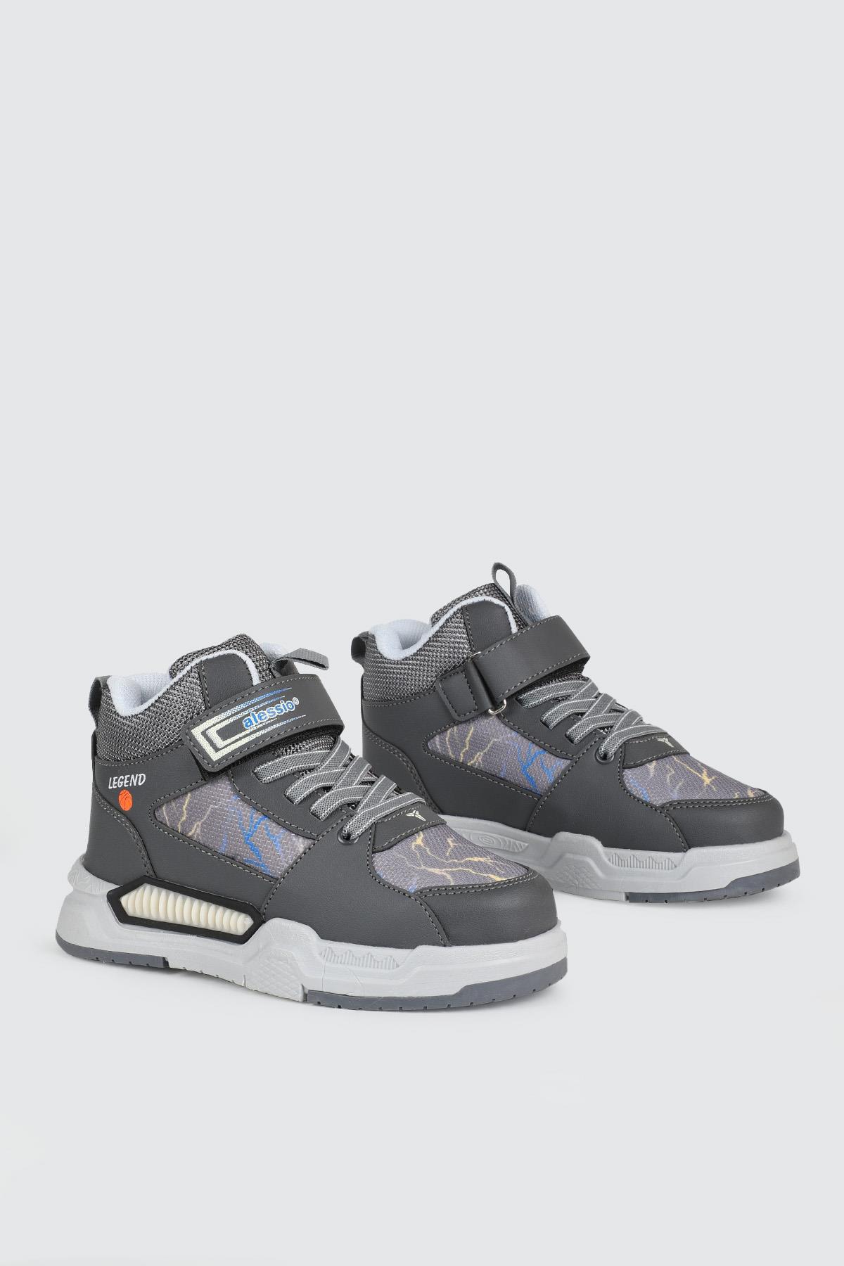 Hafi Rahat Taban Anoraklı Sneaker Buz Füme Çocuk Spor Ayakkabı 042 Çocuk Günlük Spor Ayakkabı Alessio ALESSİO 042 FİLET 24K