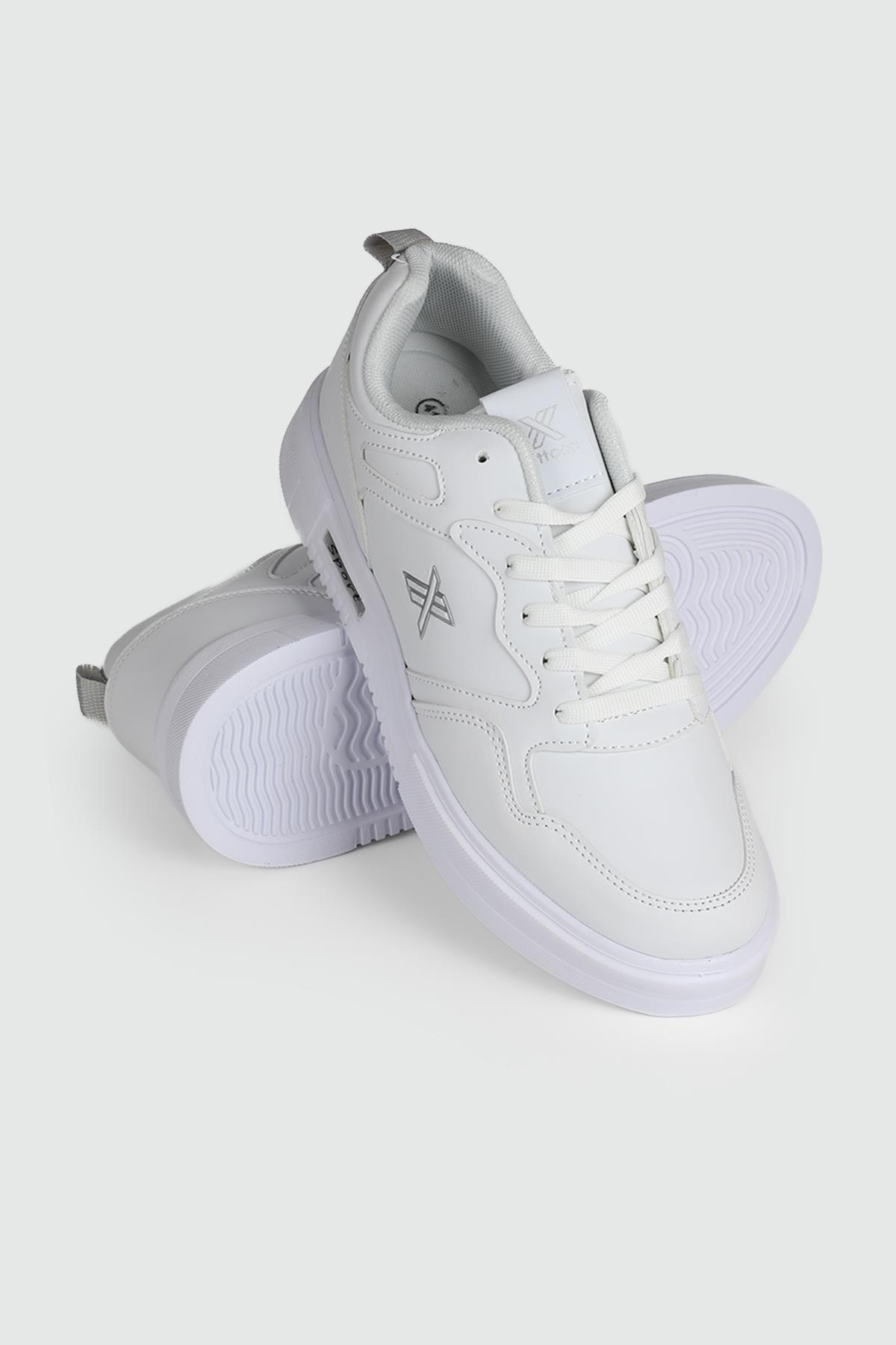 Hafif Rahat Taban Yandan Fermuar Detaylı Bağcıklı Beyaz Gümüş Erkek Spor Ayakkabı 4186 Erkek Günlük Spor Ayakkabı Wanderfull LUTTON 4186 MER SPOR AYAK