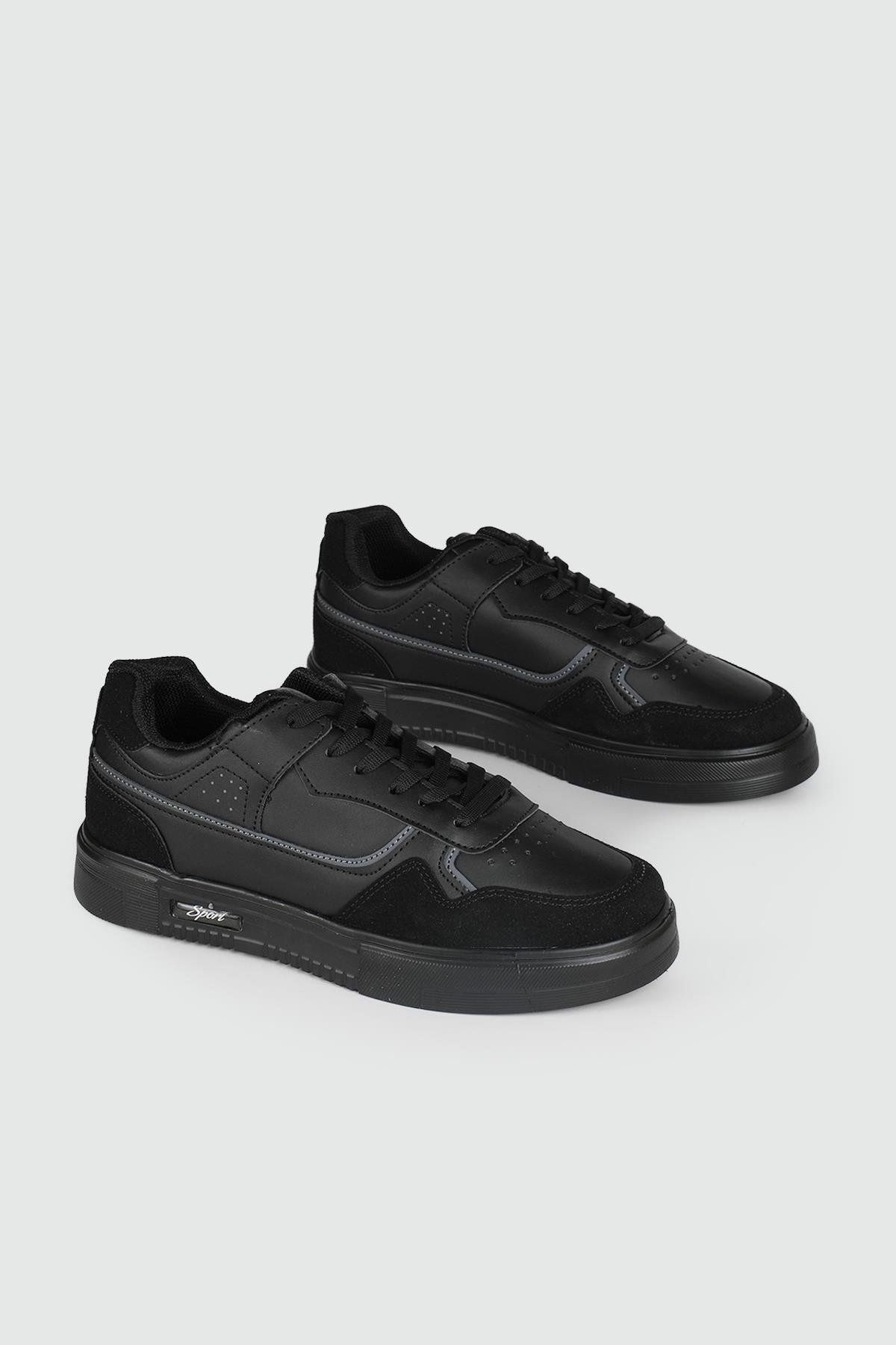 Hafif Rahat Taban Yandan Fermuar Detaylı Bağcıklı Siyah Füme Erkek Spor Ayakkabı 4186 Erkek Günlük Spor Ayakkabı Wanderfull LUTTON 4182 MER SPOR AYAK