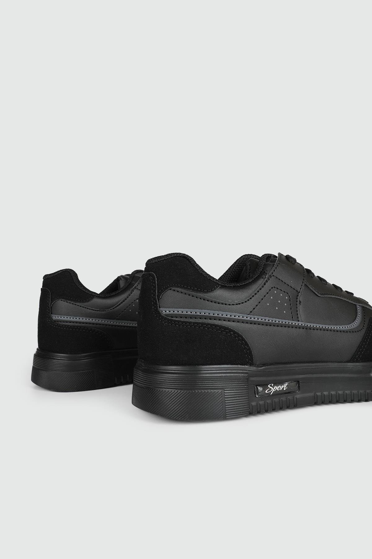 Hafif Rahat Taban Yandan Fermuar Detaylı Bağcıklı Siyah Füme Erkek Spor Ayakkabı 4186 Erkek Günlük Spor Ayakkabı Wanderfull LUTTON 4182 MER SPOR AYAK