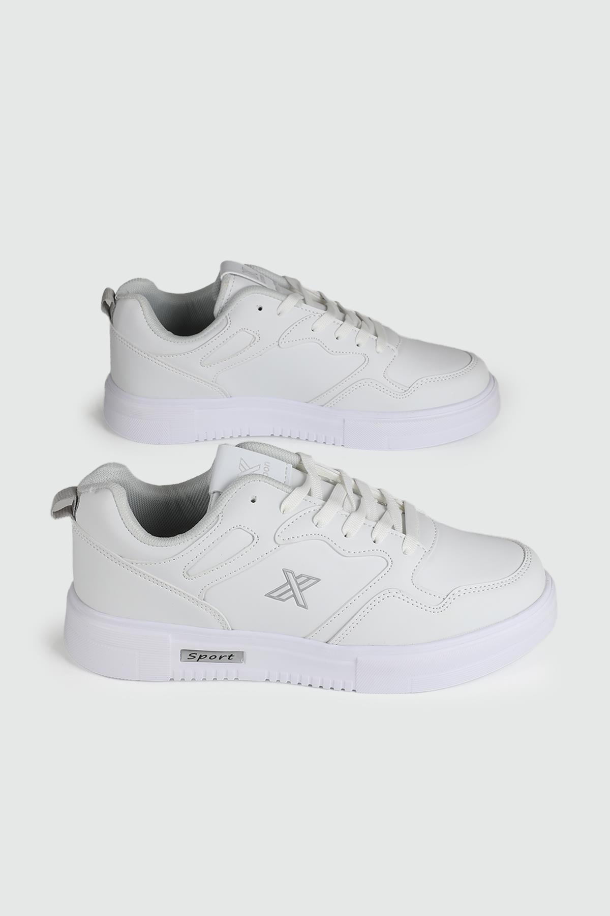 Hafif Rahat Taban Yandan Fermuar Detaylı Bağcıklı Beyaz Gümüş Erkek Spor Ayakkabı 4186 Erkek Günlük Spor Ayakkabı Wanderfull LUTTON 4186 MER SPOR AYAK