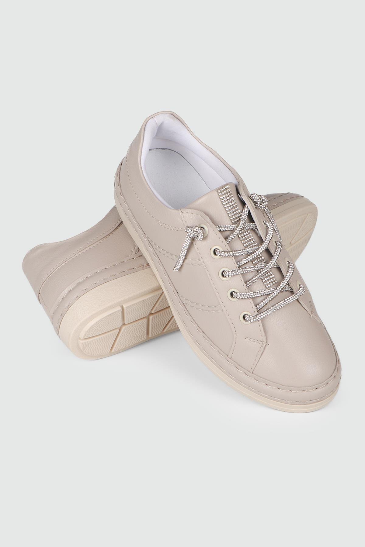 Hakiki Deri Günlük Bej Kadın Ayakkabı BH-3210 Kadın Günlük Ayakkabı MyBella My Bella BH-3210 KADIN 24K