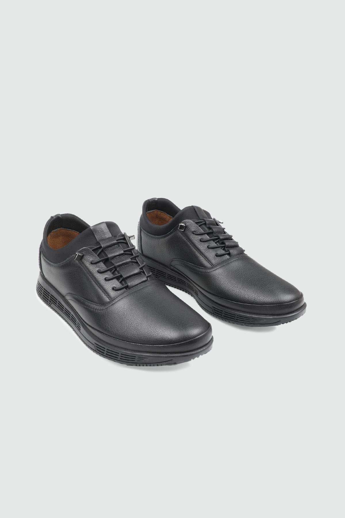 Hakiki Deri Jelli Ortopedik Siyah Erkek Ayakkabı GAMZE 25K 008 Erkek Rahat & Confort Anatomik Wow Plus GAMZE 25K 008 MER KAUÇUK